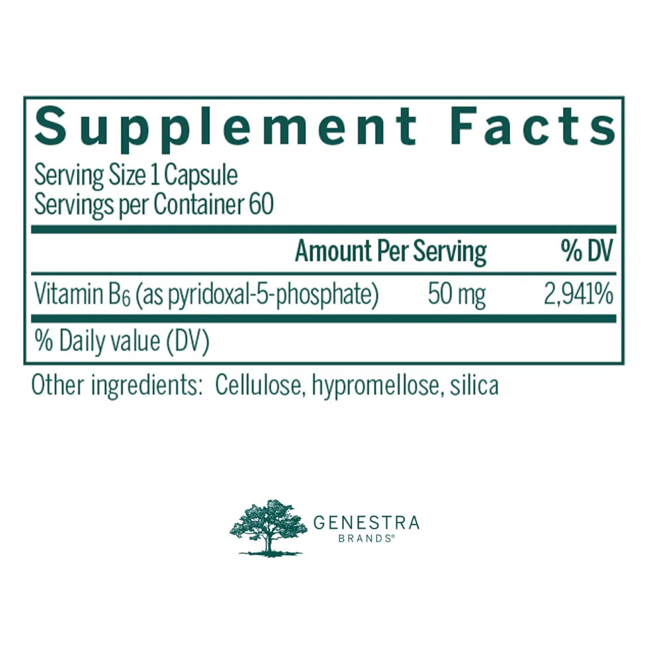 Genestra - Active B6 Pyridoxal | 60 Capsules  - Image 2