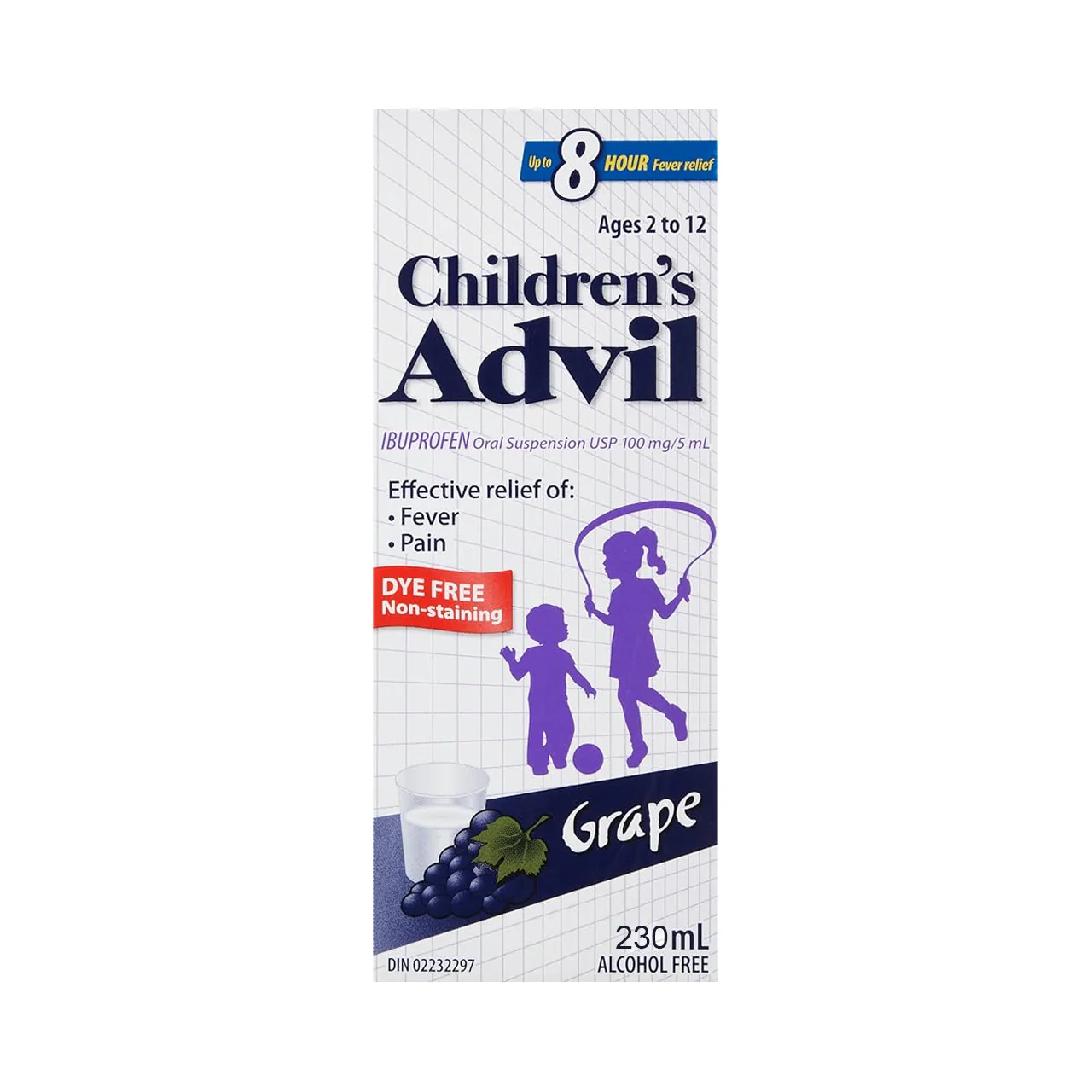 Children's Advil - Fever Relief Ibuprofen 100 mg/5 mL For Ages 2 to 12, Grape Flavour - Image 2