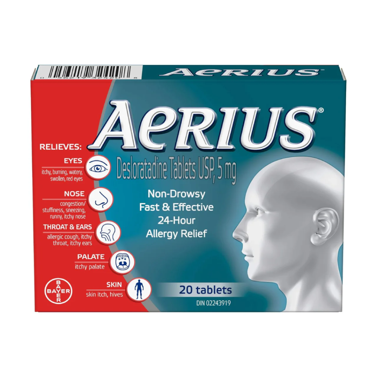 Aerius - Non Drowsy 24 HR Allergy Relief Tablets | 20 Tablets
