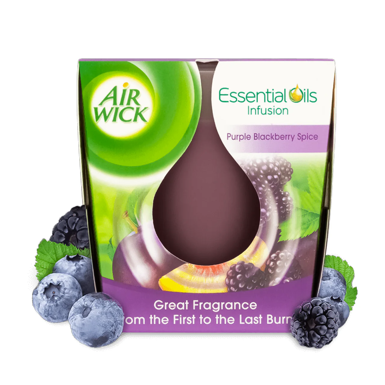 Air Wick - Essential Oils Candle, Purple Blackberry Spice | 105 g - Image 2