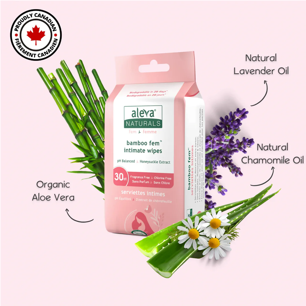 Aleva Naturals - Bamboo Feminine Intimate Wipes pH Balanced | 30 Wipes - Image 3