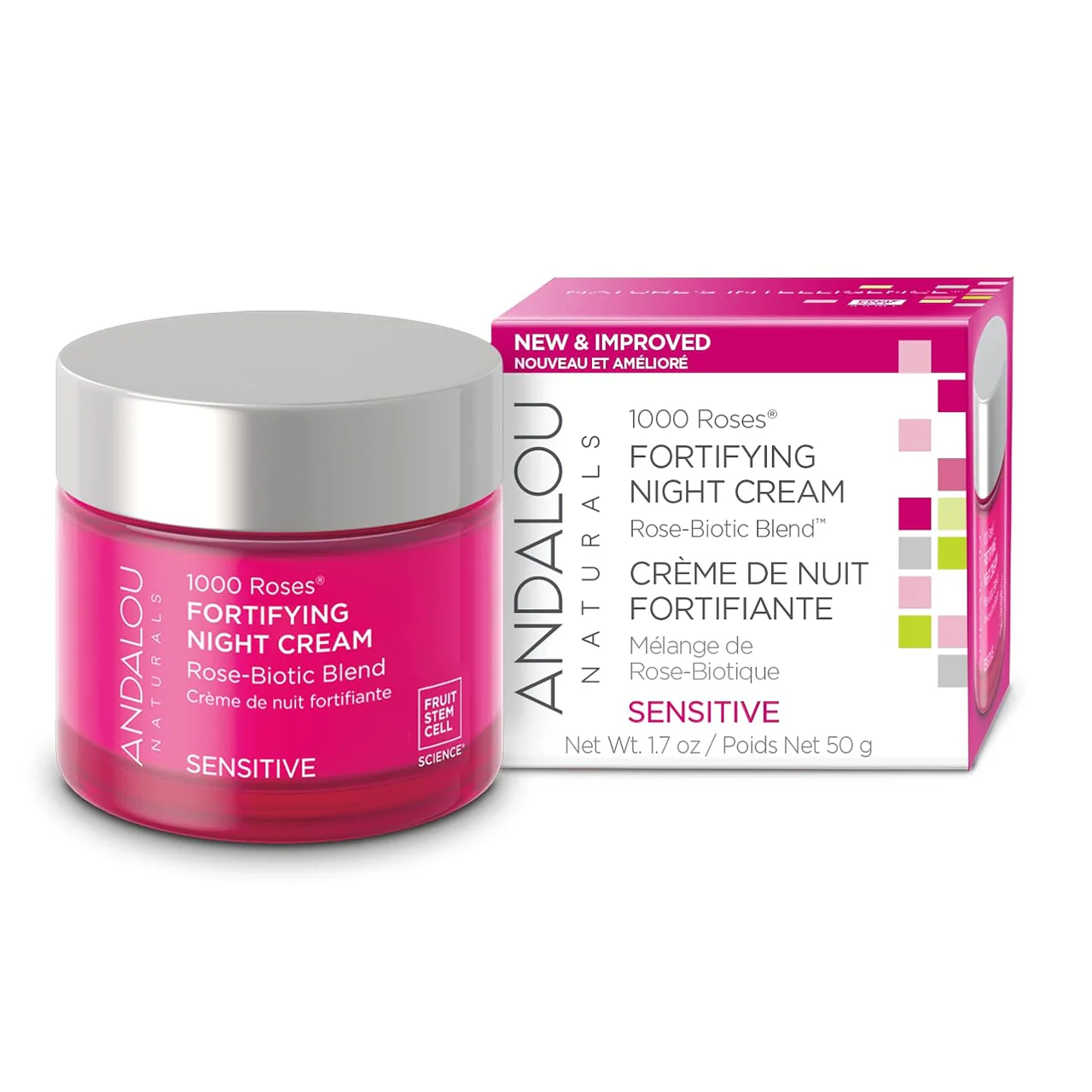 Andalou Naturals - 1000 Roses Fortifying Night Cream For Sensitive Skin | 50 g
