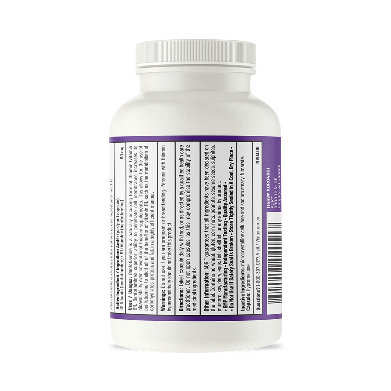 AOR - Benfotiamine | 120 Capsules - Image 3