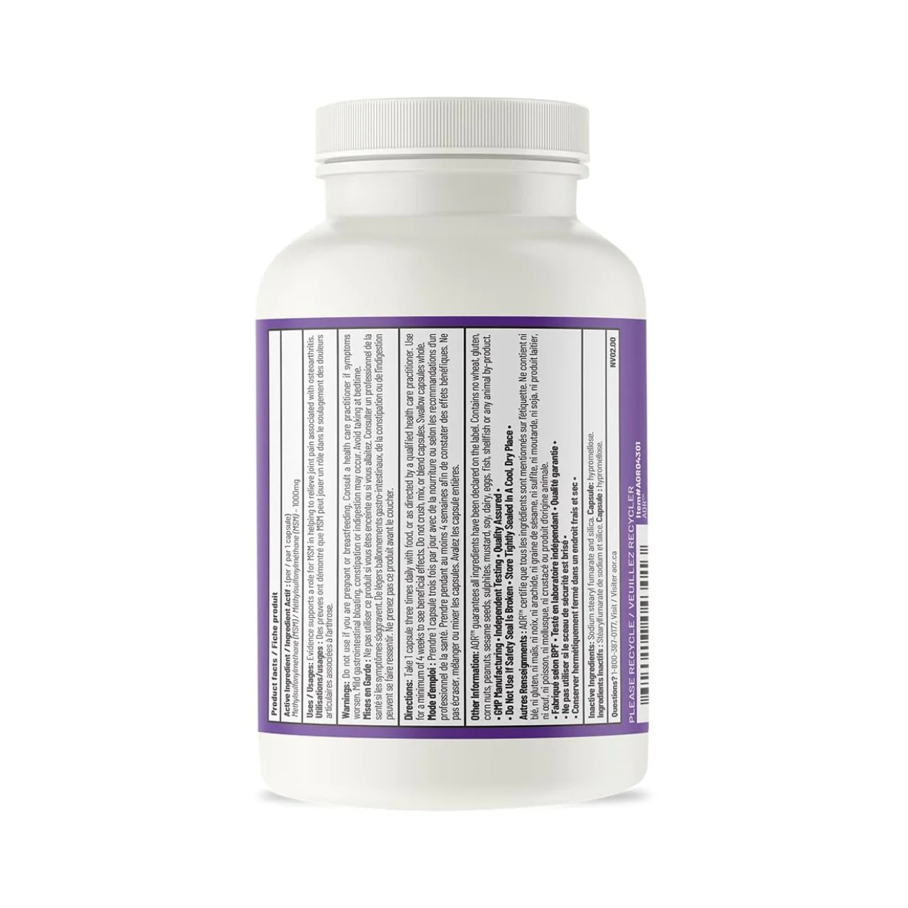 AOR - MSM | 100 Capsules - Image 2
