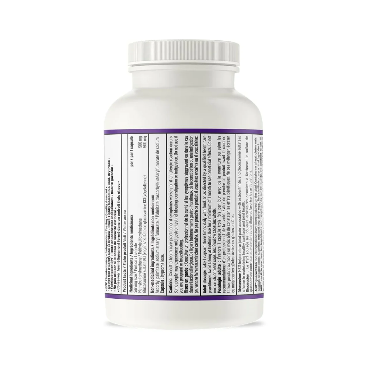 AOR - MSM + Glucosamine | 100 Capsules - Image 2