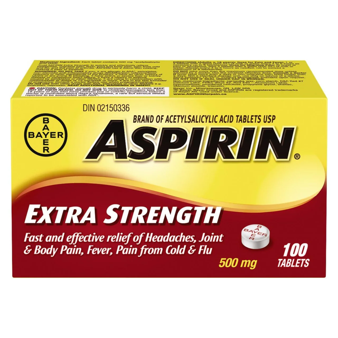 Aspirin - Extra Strength Acetylsalicylic Acid Tablets 500 mg | 100 Tablets