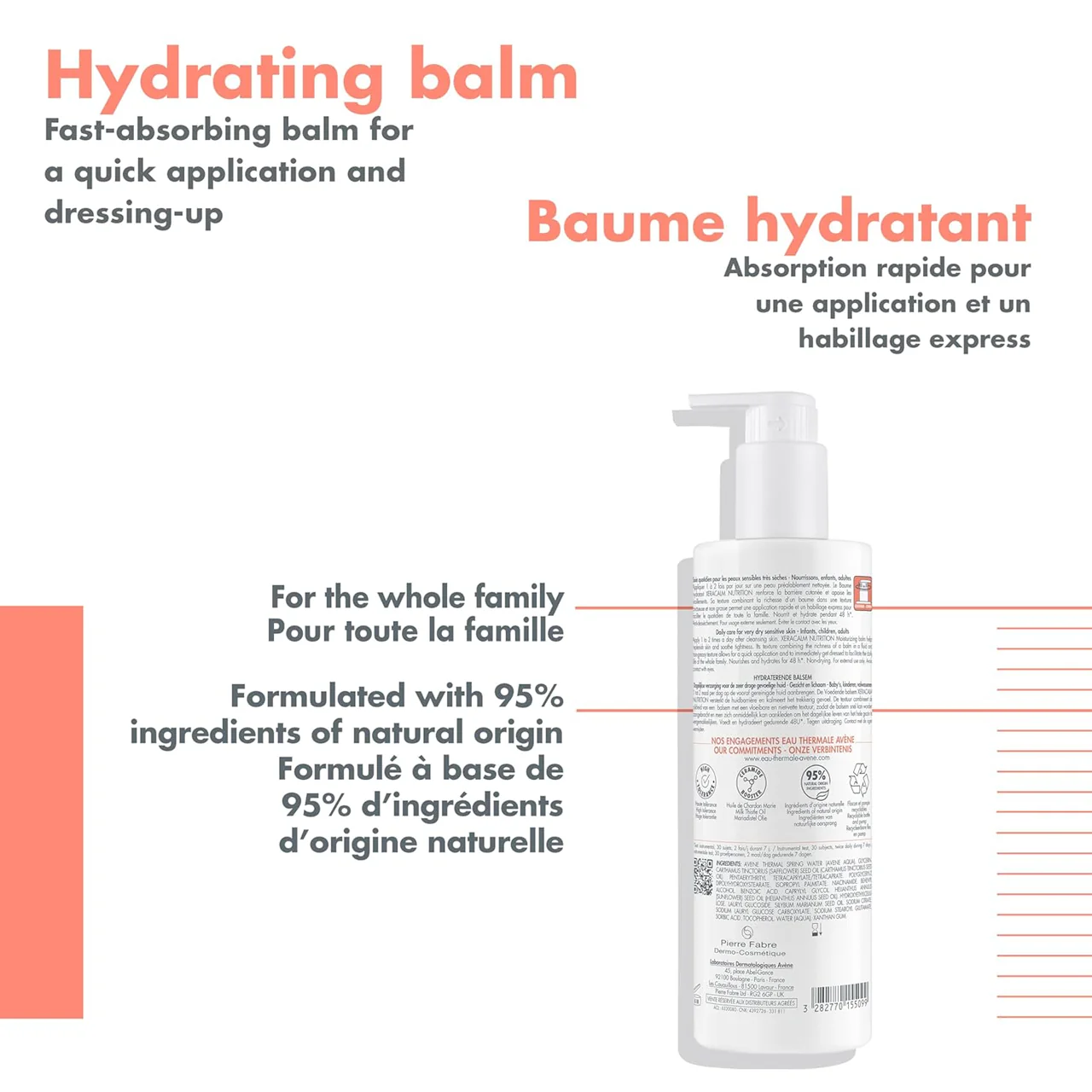 Avène - XeraCalm Sensitive Skin Moisturizing Balm | 400 mL - Image 3