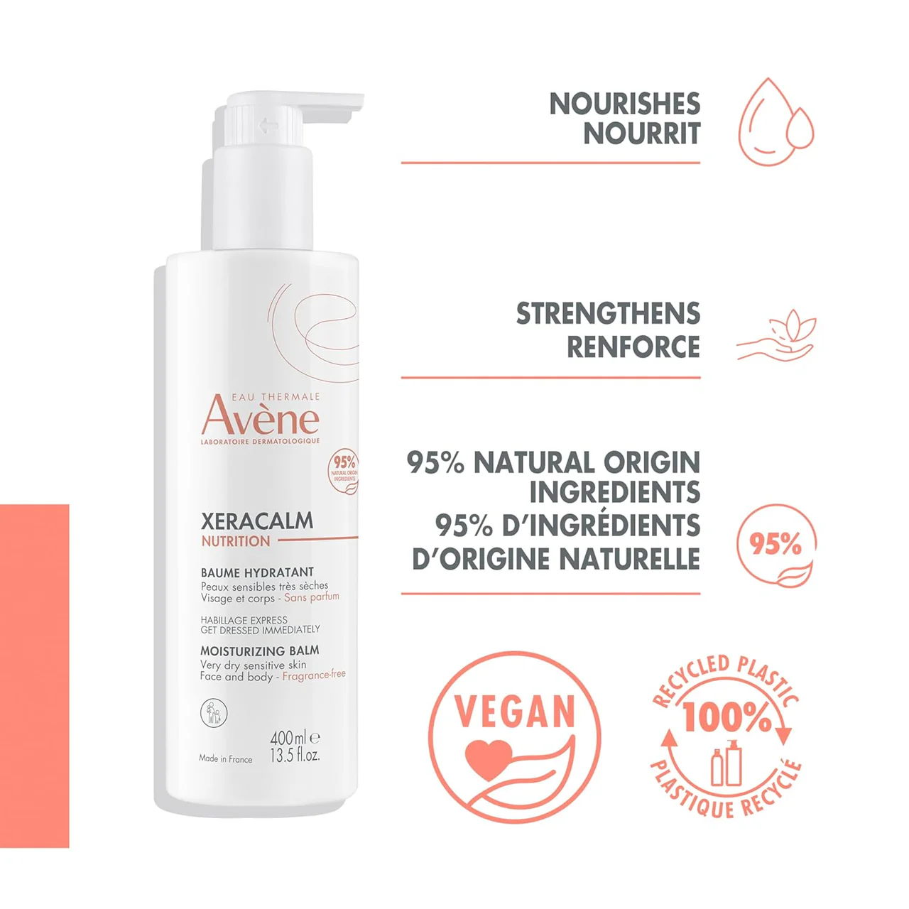 Avène - XeraCalm Sensitive Skin Moisturizing Balm | 400 mL - Image 4