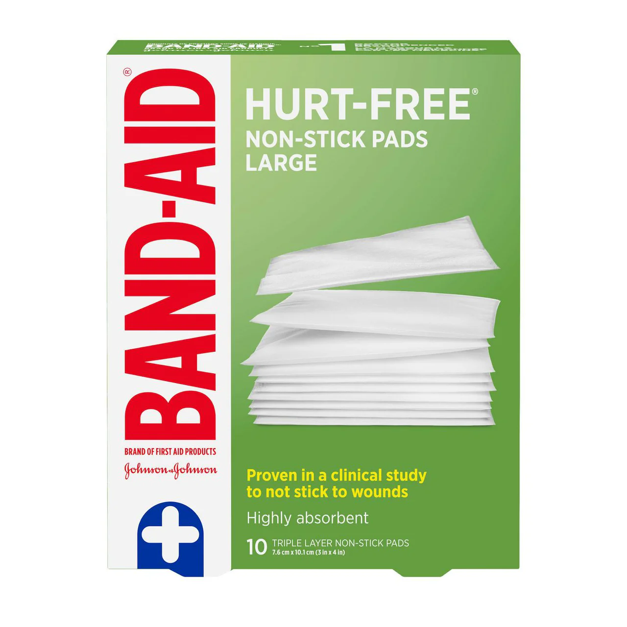 Band-Aid - Hurt Free Non-Stick Pads | 10 Triple Layer Pads - Image 2