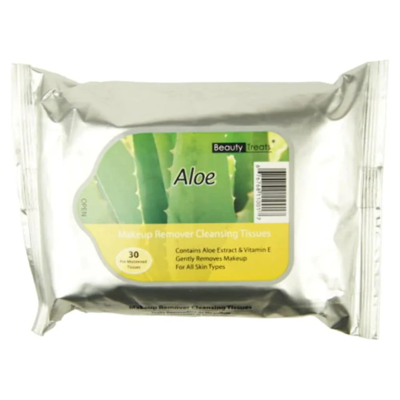 Beauty Treats - Makeup Remover Cleansing Tissues, Aloe | 30 Pre-Moistened Tissues