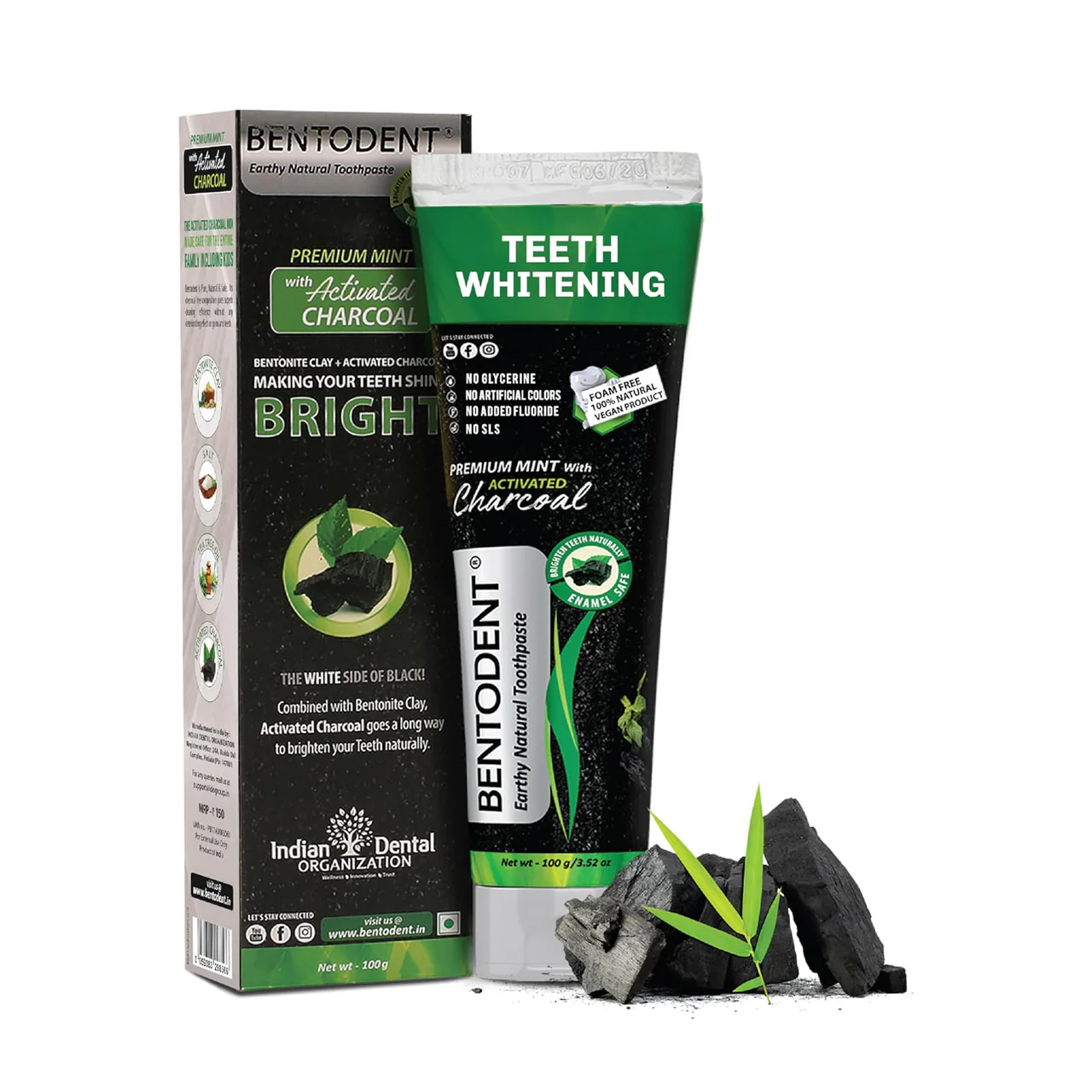 Bentodent - Combo Activated Charcoal Mint Toothbrush | 100 g
