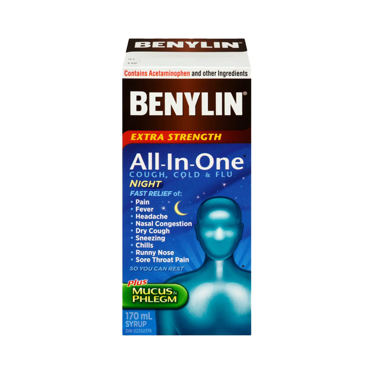 Benylin All-In-One Cough Cold & Flu Night Syrup, Extra Strength | 170 mL