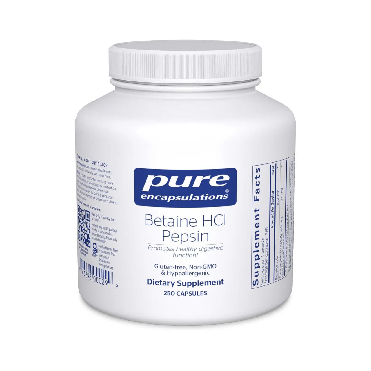 Pure Encapsulations - Betaine HCL Pepsin | 250 Capsules