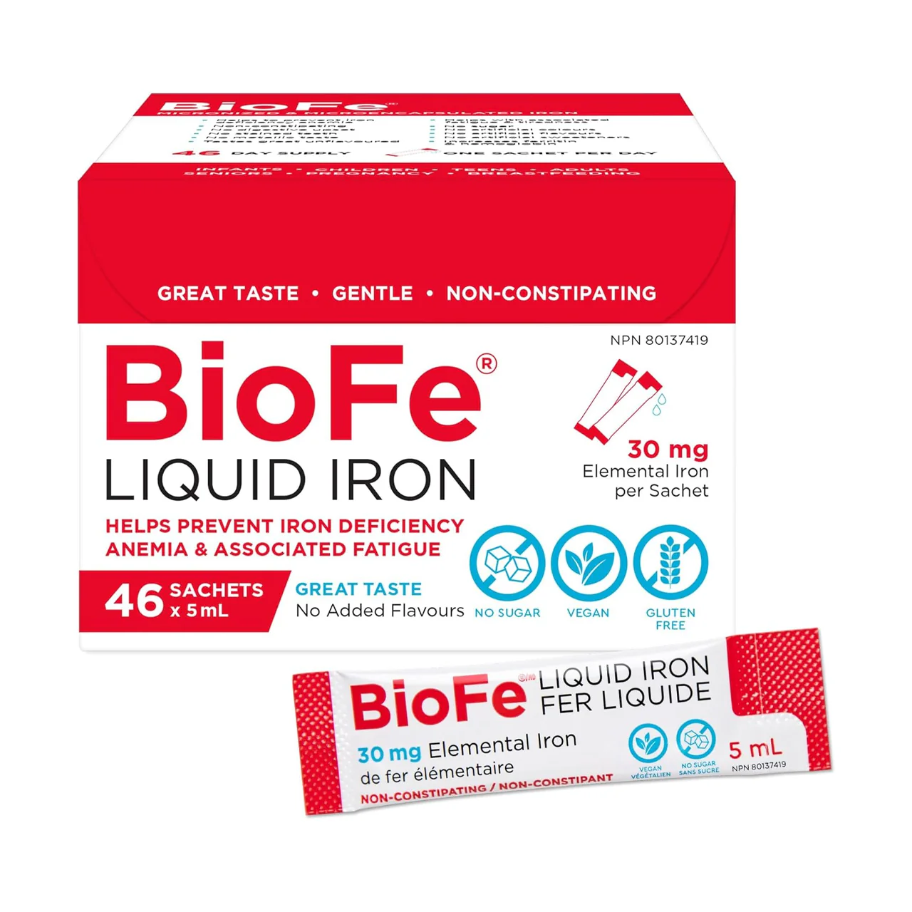 KidStar Nutrients - BioFe Liquid Iron 30mg Carton | 5 mL x 46 Sachets