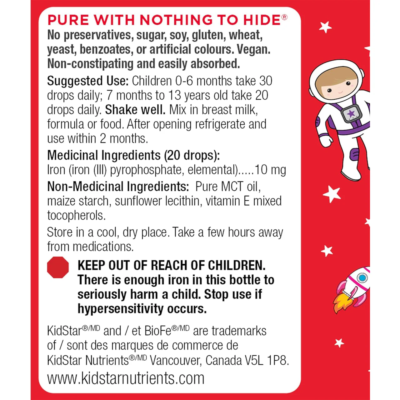 KidStar Nutrients - BioFe Pure Iron Drops Unflavoured | 30 mL - Image 4