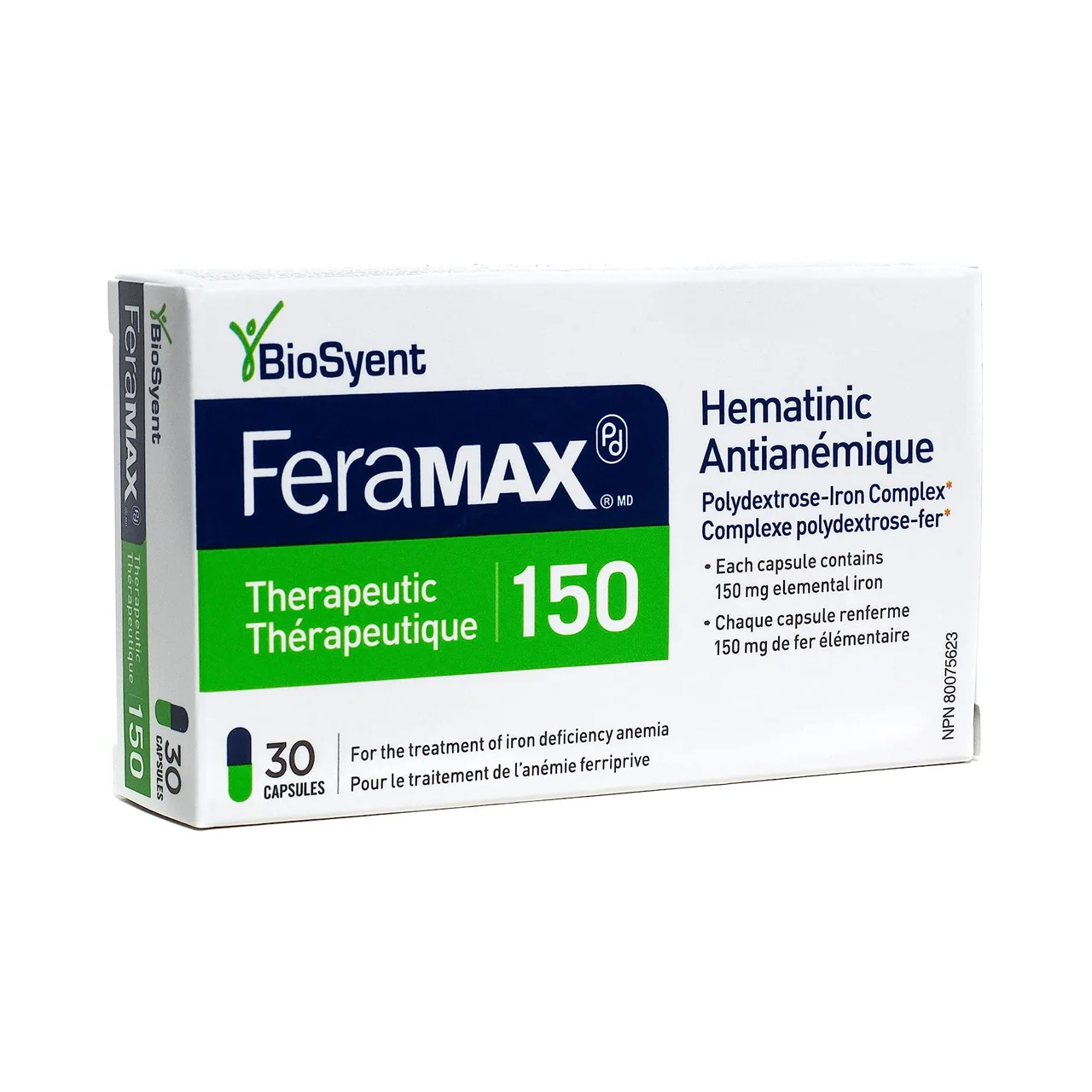 BioSyent - FeraMAX Pd Therapeutic 150 mg Iron Supplement | 30 Capsules