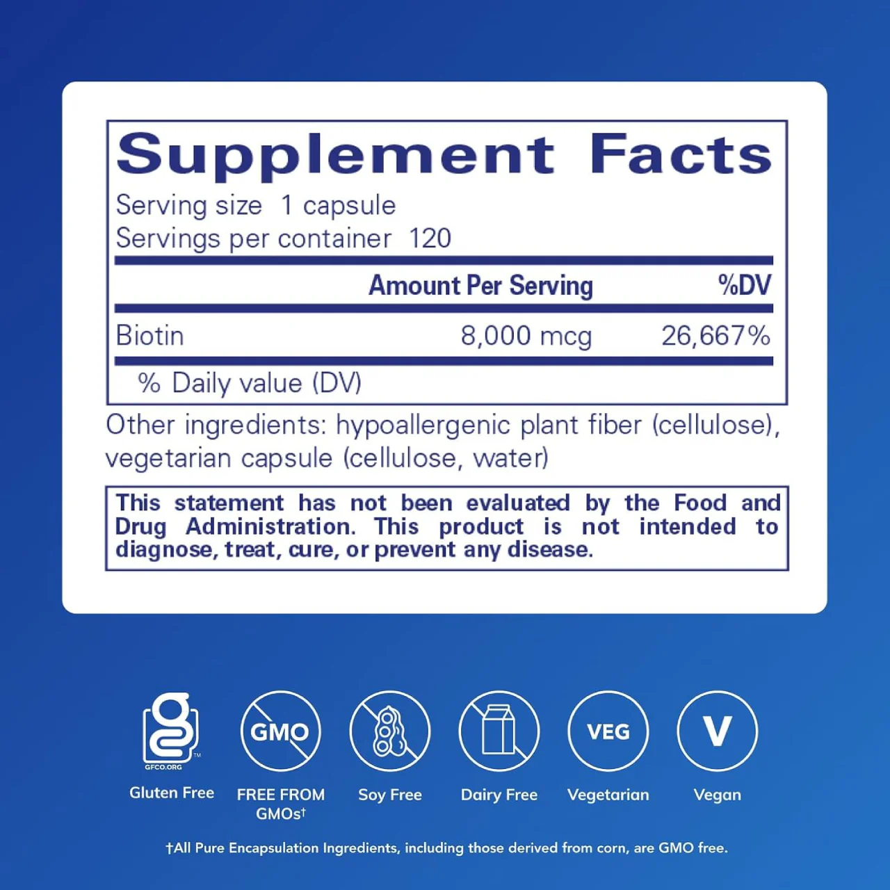 Pure Encapsulations - Biotin 8 mg | 120 Capsules - Image 2
