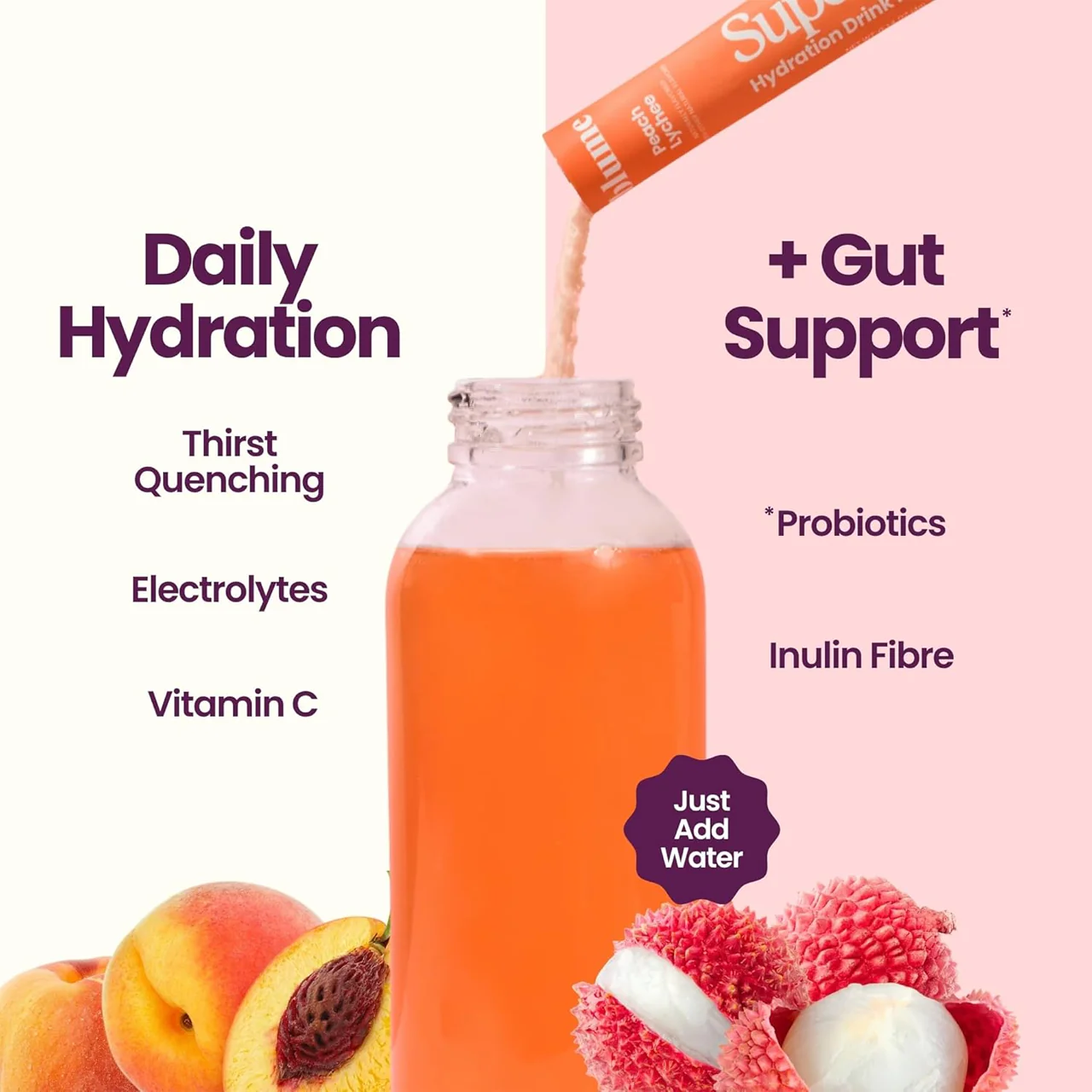 Blume - SuperBelly Gut-Building Hydration Powder, Peach Lychee | 4 x 15 g - Image 3