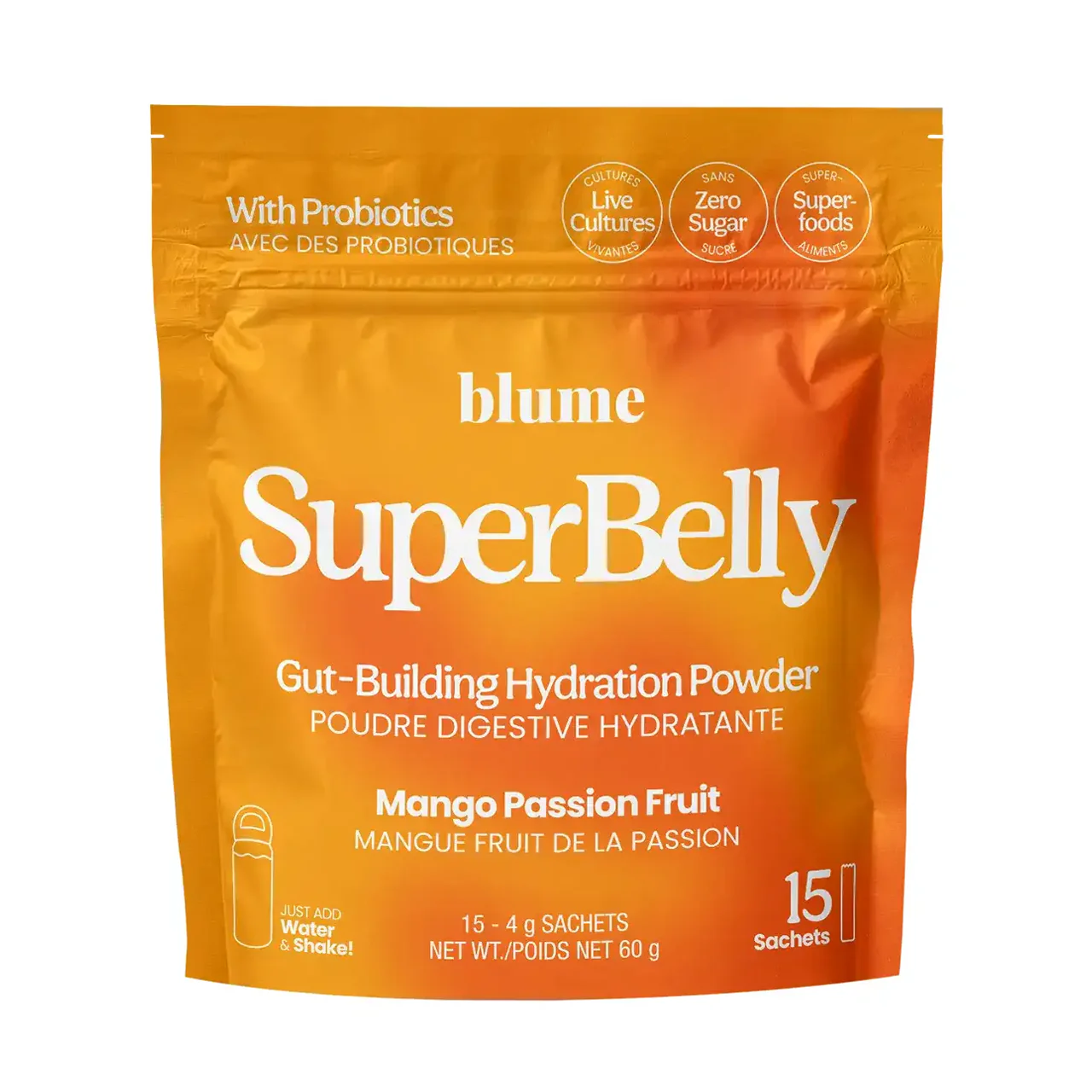 Blume - Superbelly Gut Building Hydration Powder, Mango Passion Fruit | 7 x 28 g