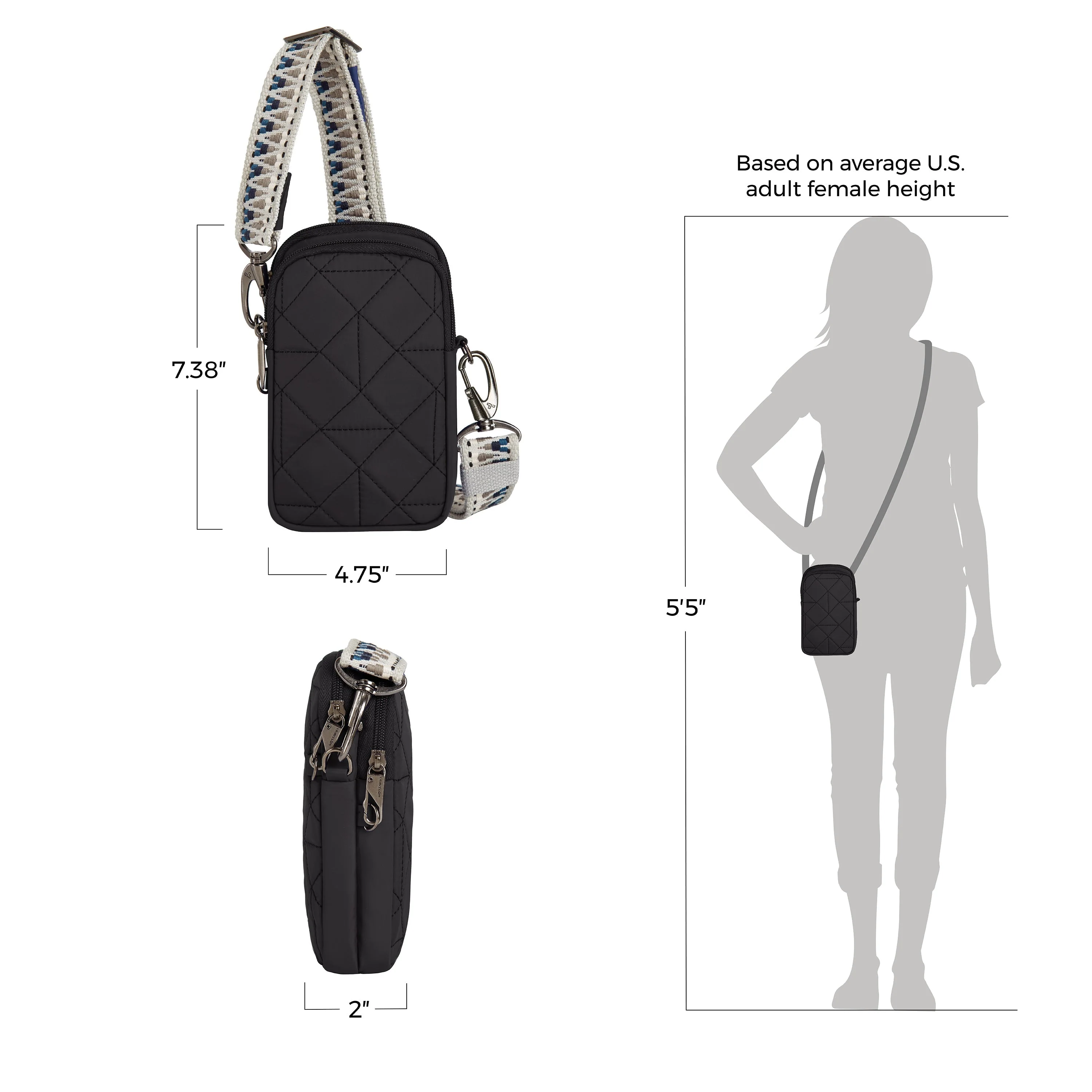 Travelon - Boho Anti-Theft 2 Compartment Phone Crossbody - Image 3