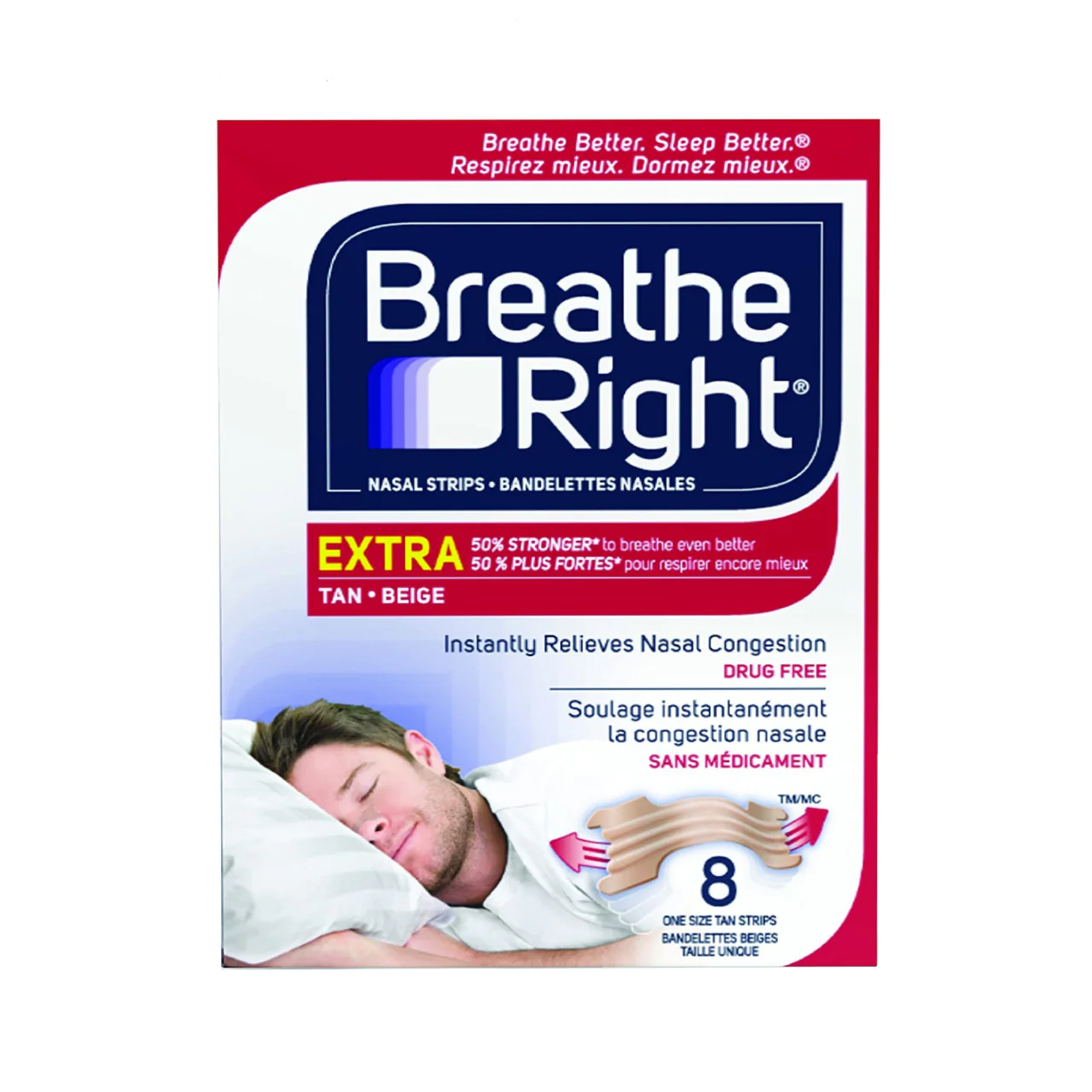 Breathe Right – Nasal Strips, Clear or Tan Option | 8 Strips