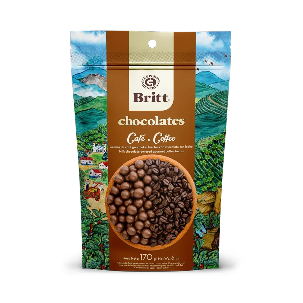 Cafe Britt - Milk Chocolate Covered Coffee Beans | 170 g