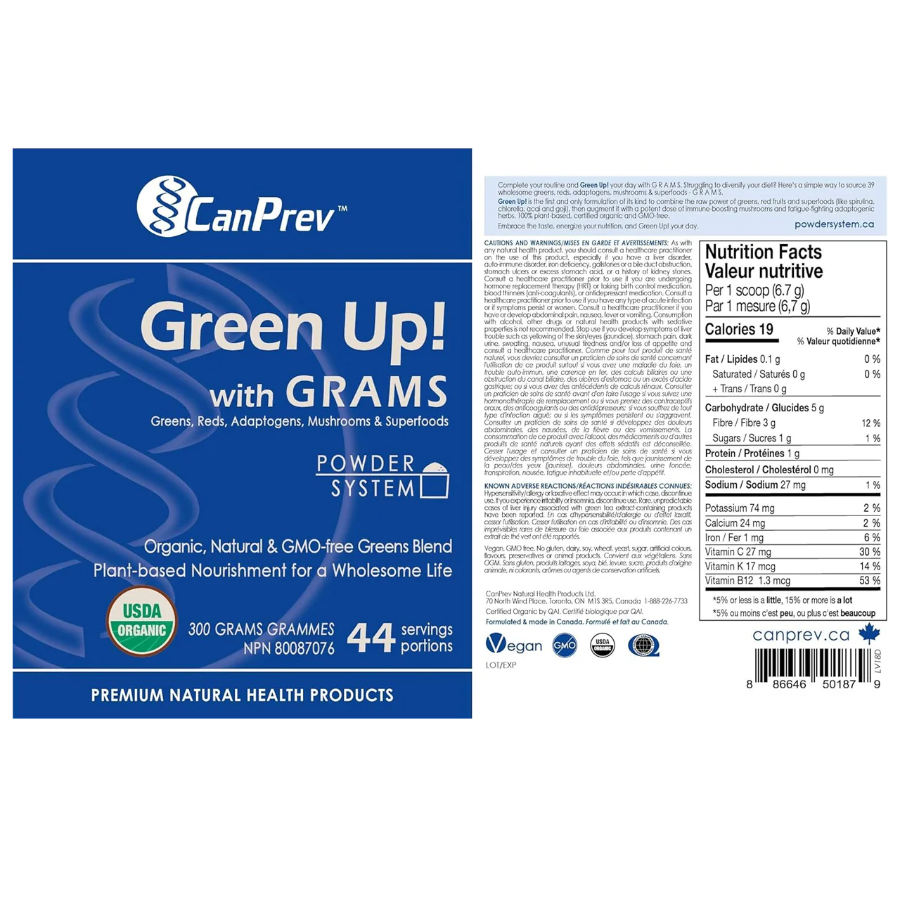 CanPrev - Green Up! with Grams, 44 Servings | 300 g - Image 2