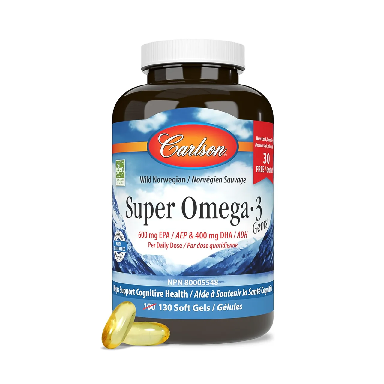 Carlson - Wild Norwegian Super Omega 3 600 mg EPA & 400 mg DHA | 130 Softgels