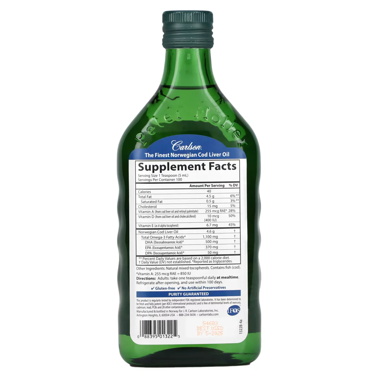Carlson - Wild Norwegian Cod Liver Oil | 500 mL - Image 2