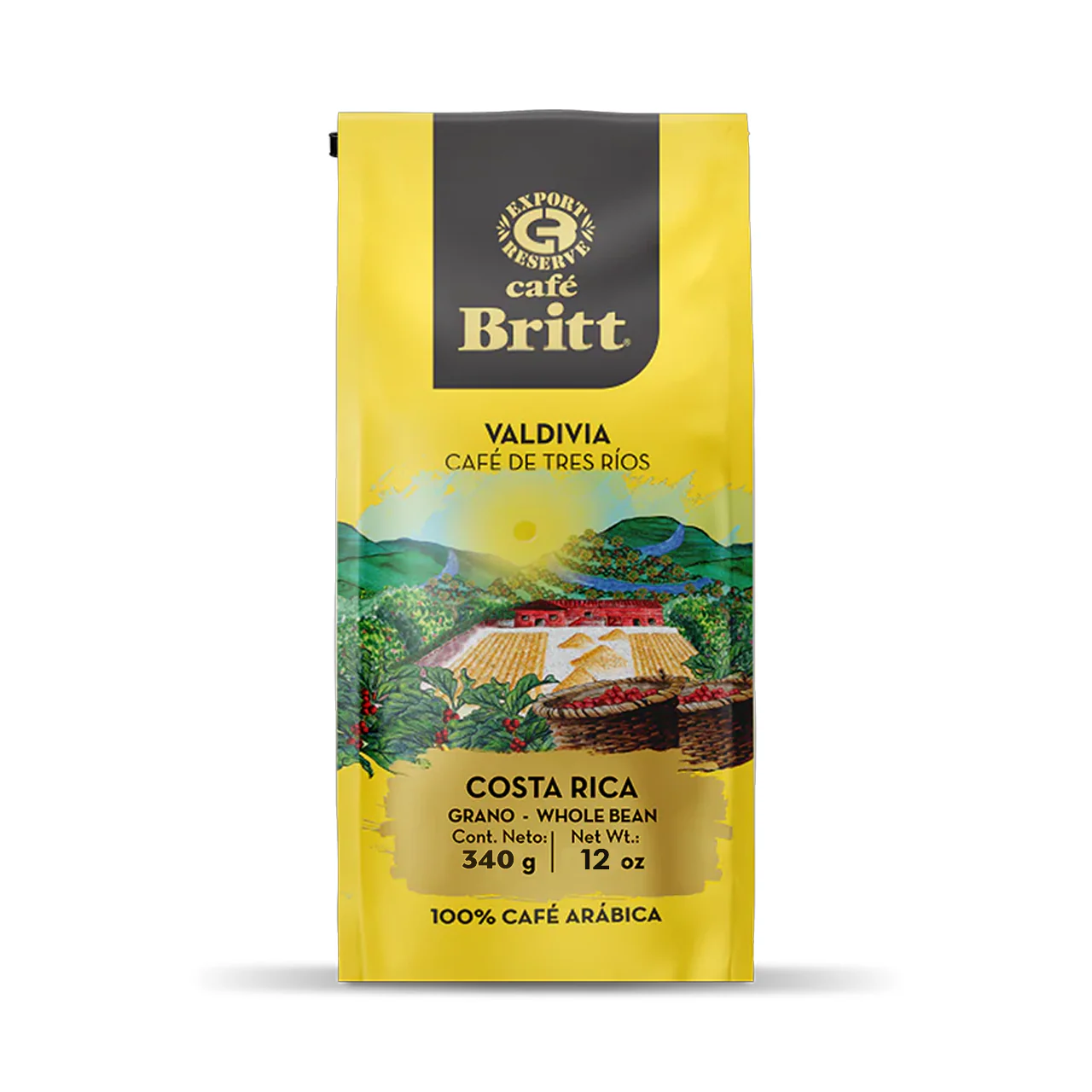 Cafe Britt - Valdivia Medium Roast Costa Rican 100% Arabica Whole Bean Coffee | 340 g