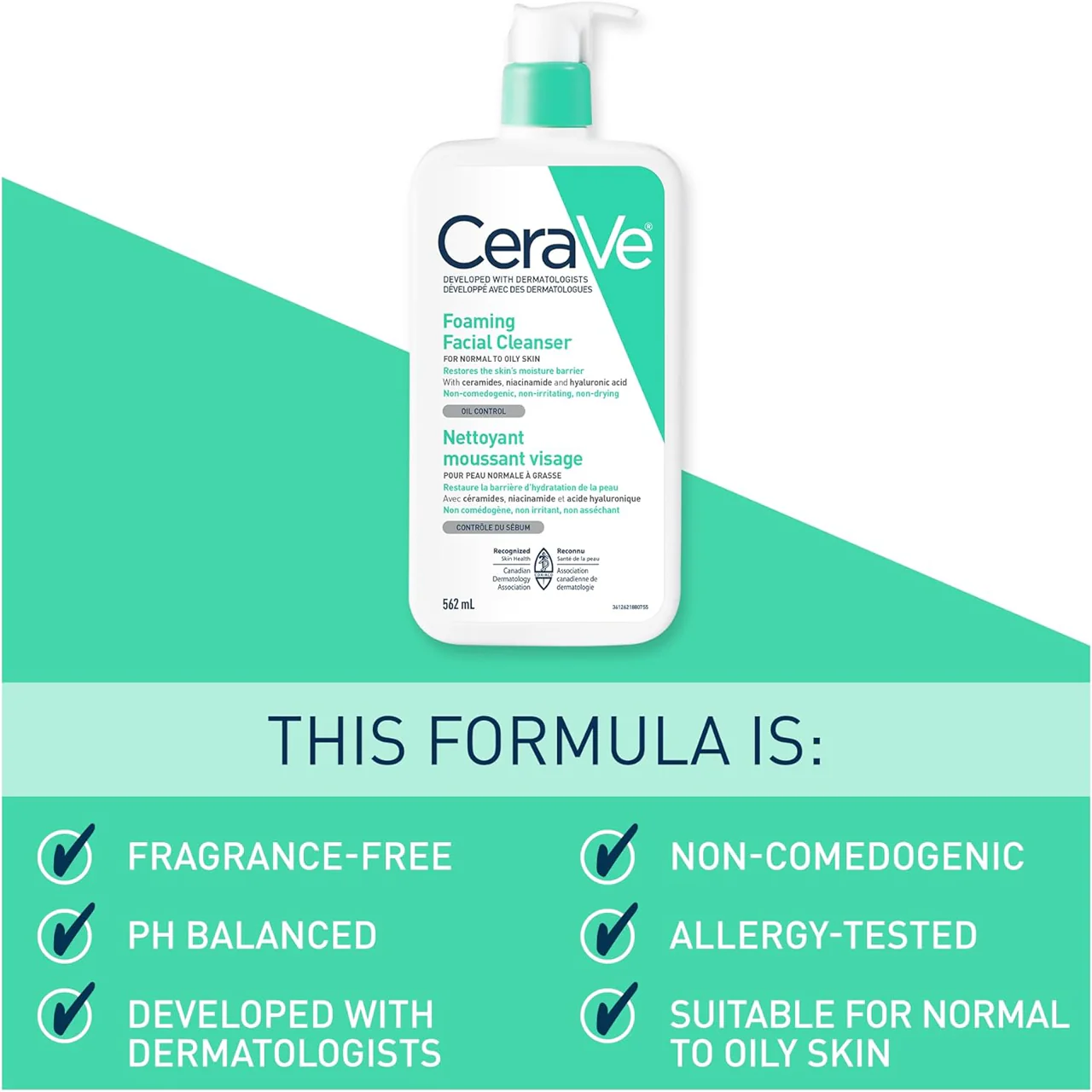 CeraVe - Foaming Facial Cleanser - Normal to Oily Skin | 562 mL - Image 2