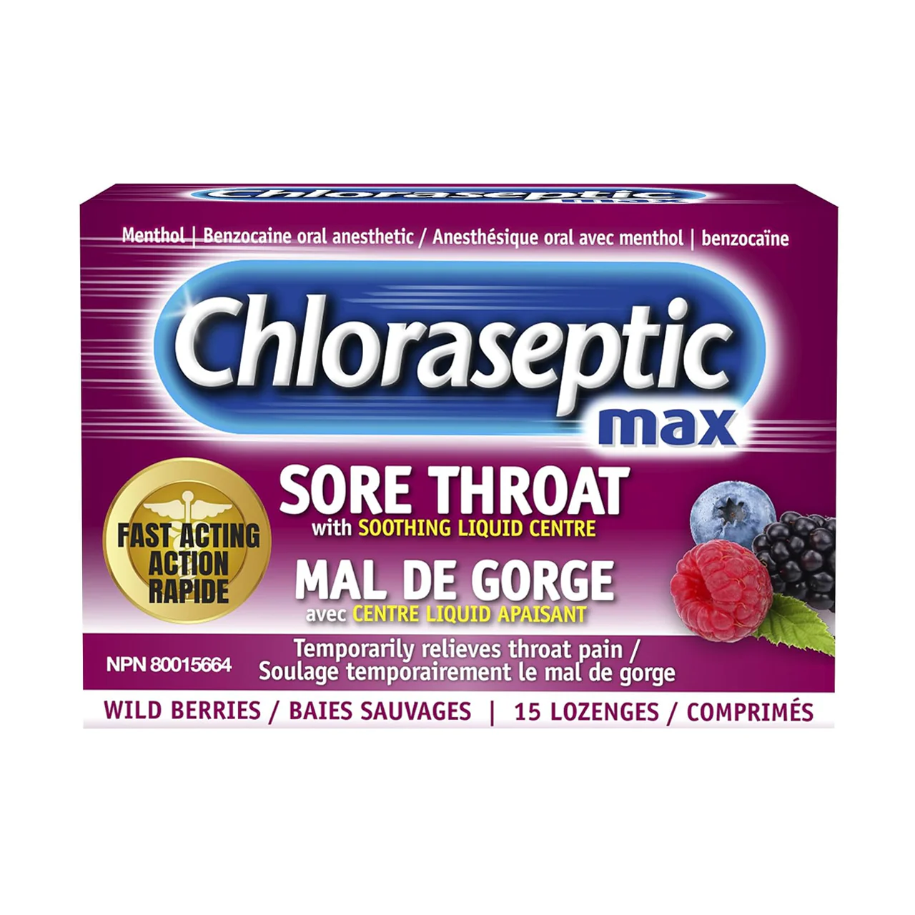 Chloraseptic - Max Fast Acting Sore Throat Lozenges - Wild Berries | 15 Lozenges