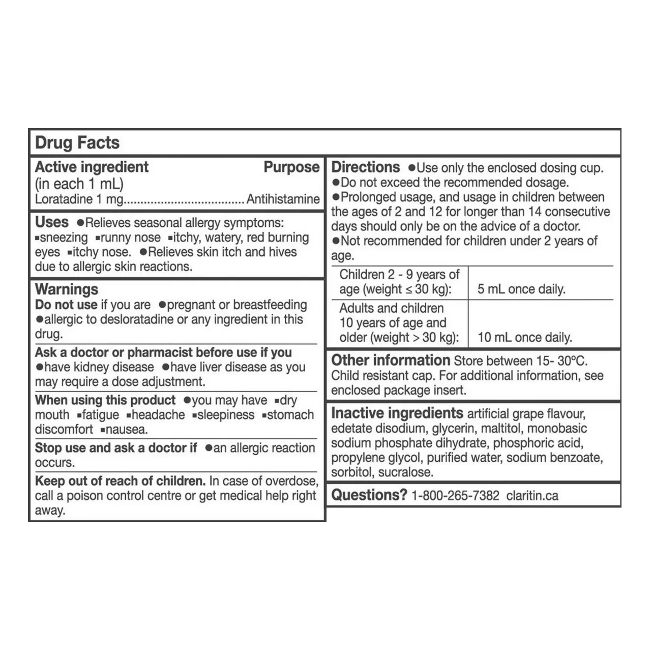 Claritin - Non Drowsy Kids Allergy Syrup - Grape Flavour | 120 mL - Image 2