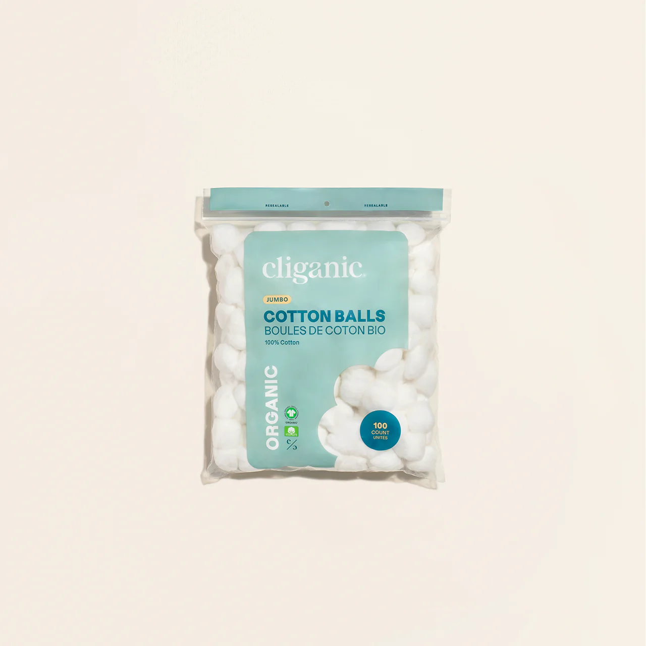 Cliganic - Organic Jumbo Cotton Balls | 100 Ct