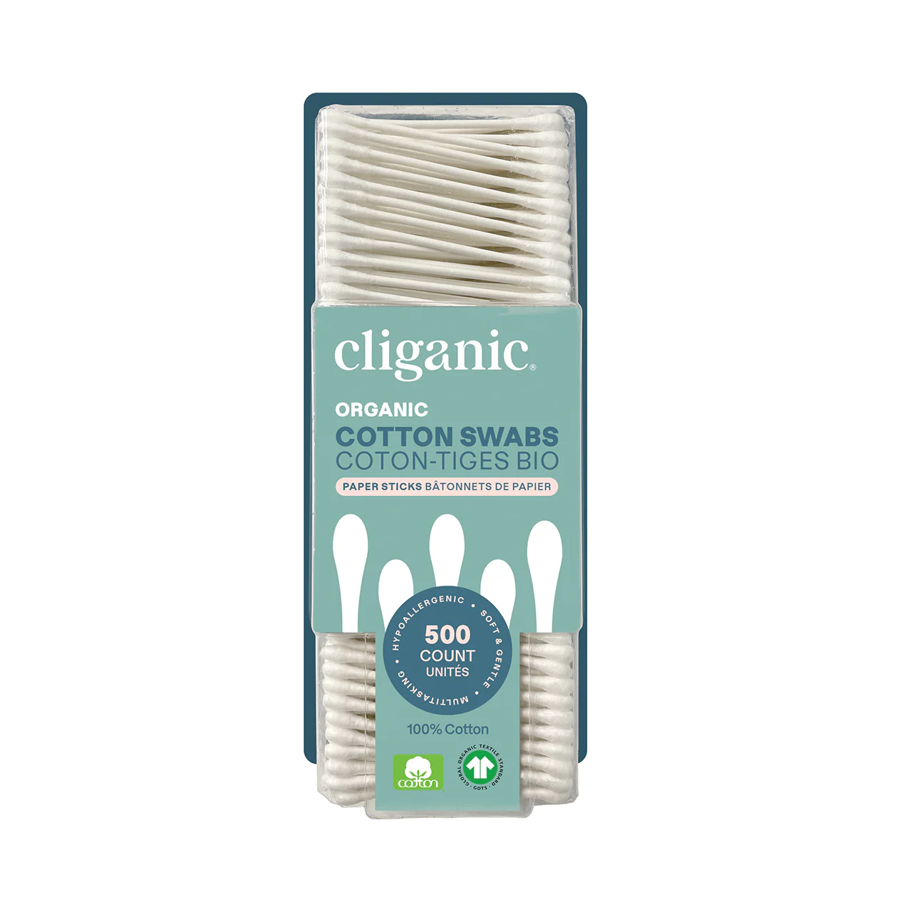 Cliganic - Organic Cotton Swabs | 500 Ct