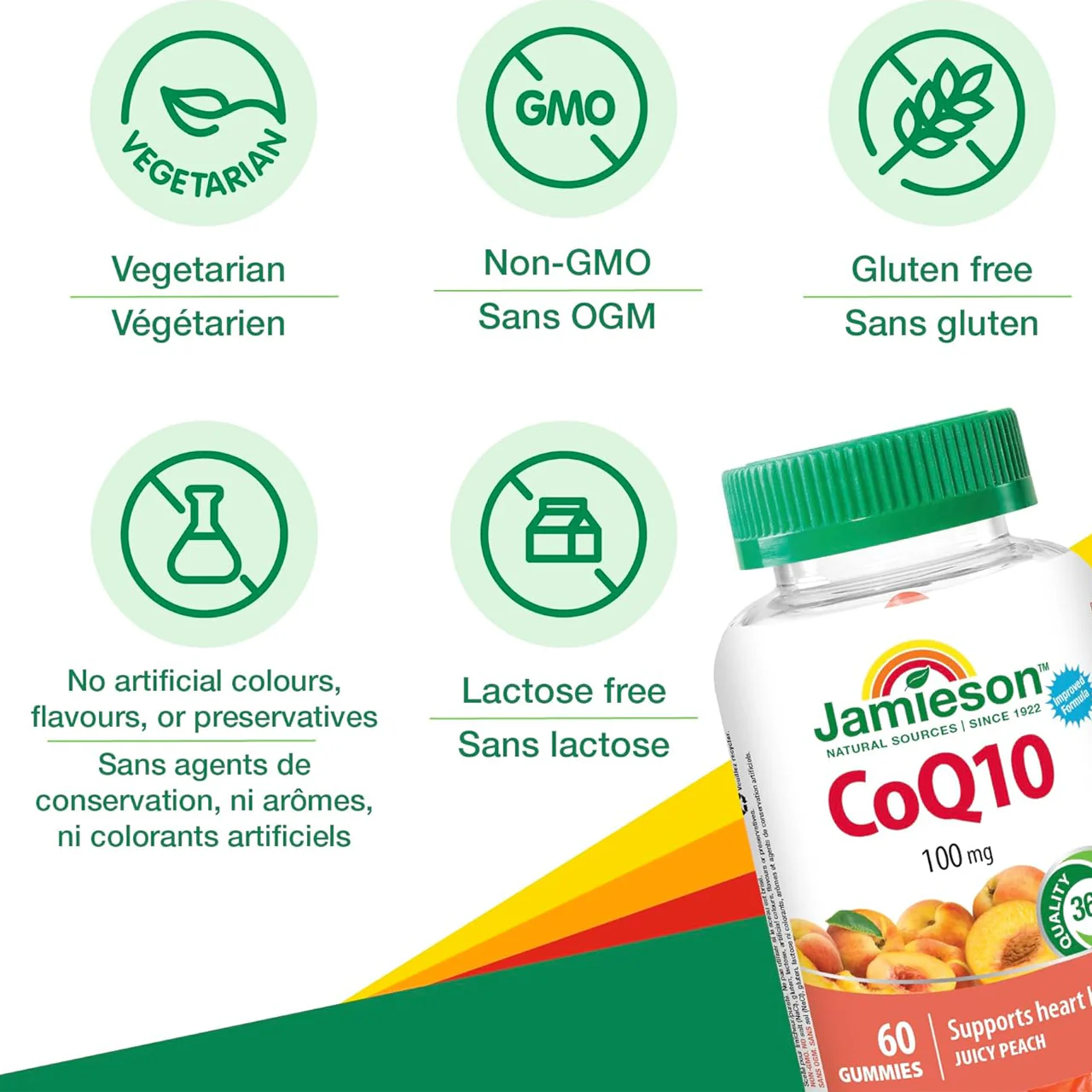 Jamieson - CoQ10 100 mg, Juicy Peach Flavour | 60 Gummies - Image 2