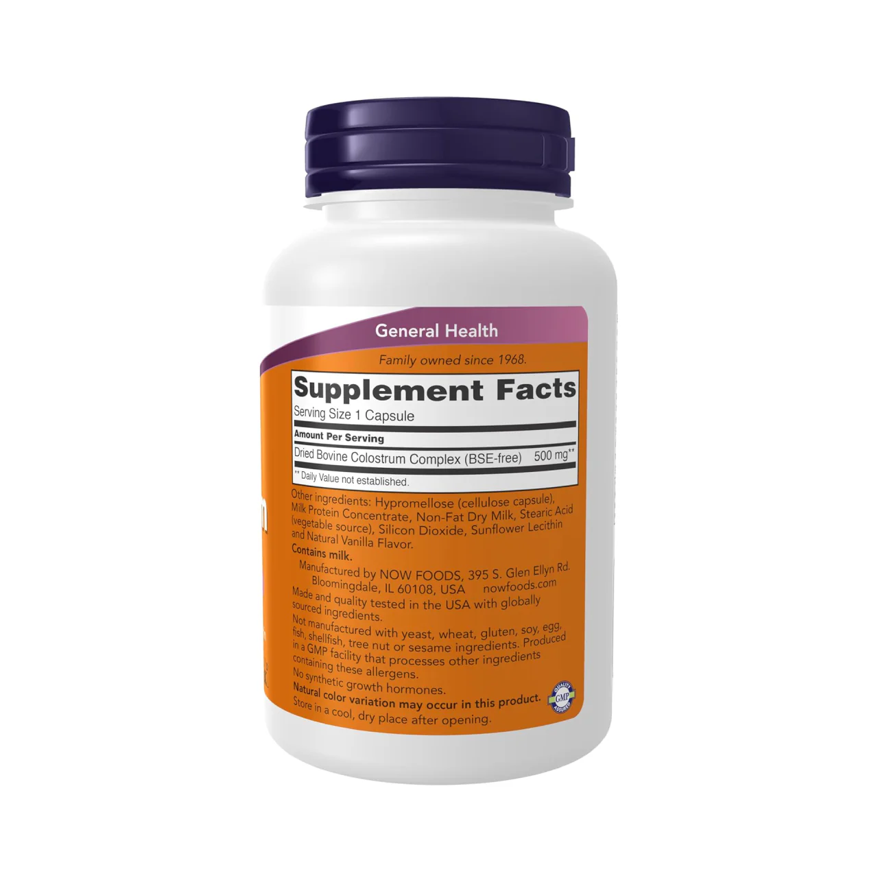 NOW - Colostrum 500 mg 20% | 120 Capsules - Image 2