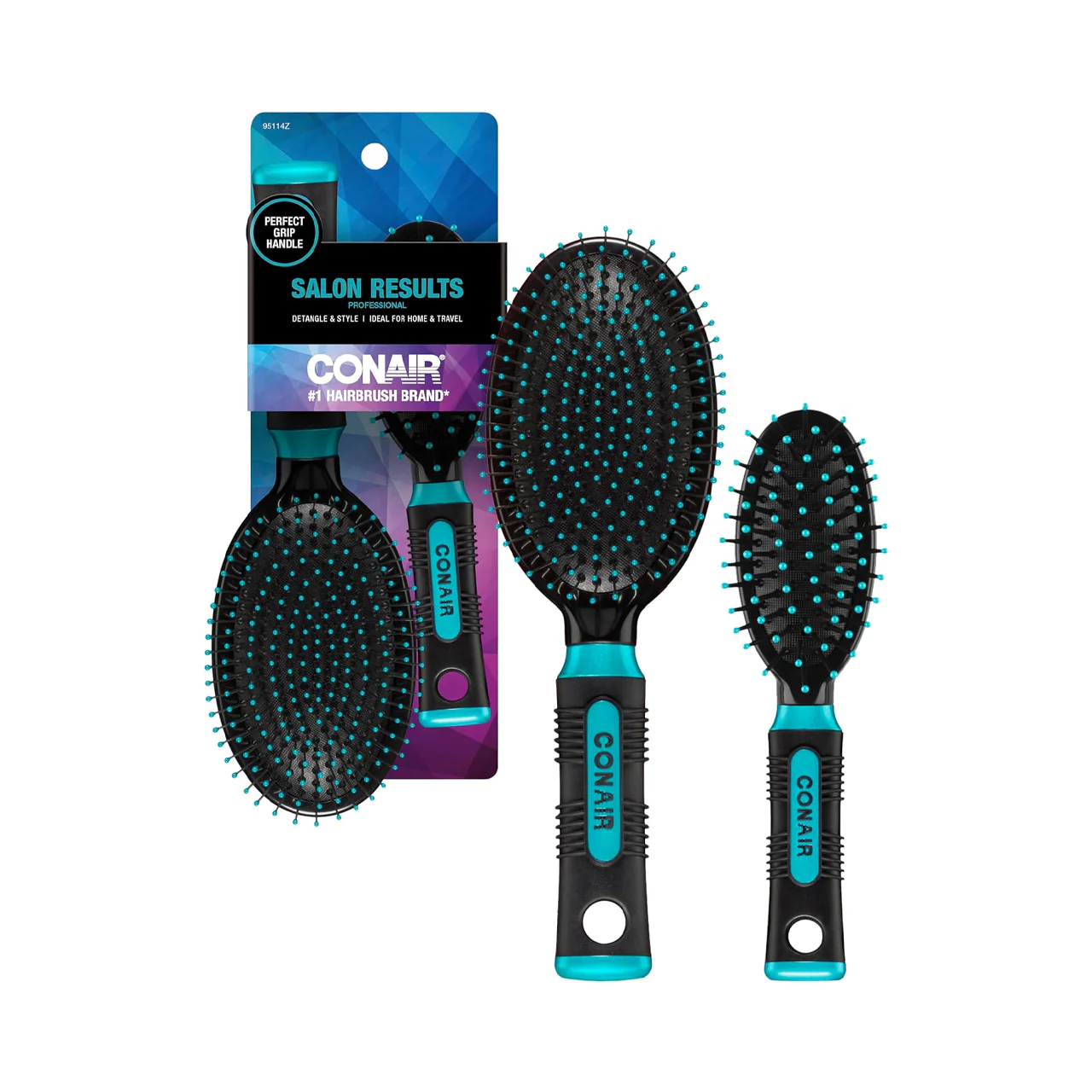 Conair - Salon Results Detangle & Style Dual Hairbrushes, Perfect Grip