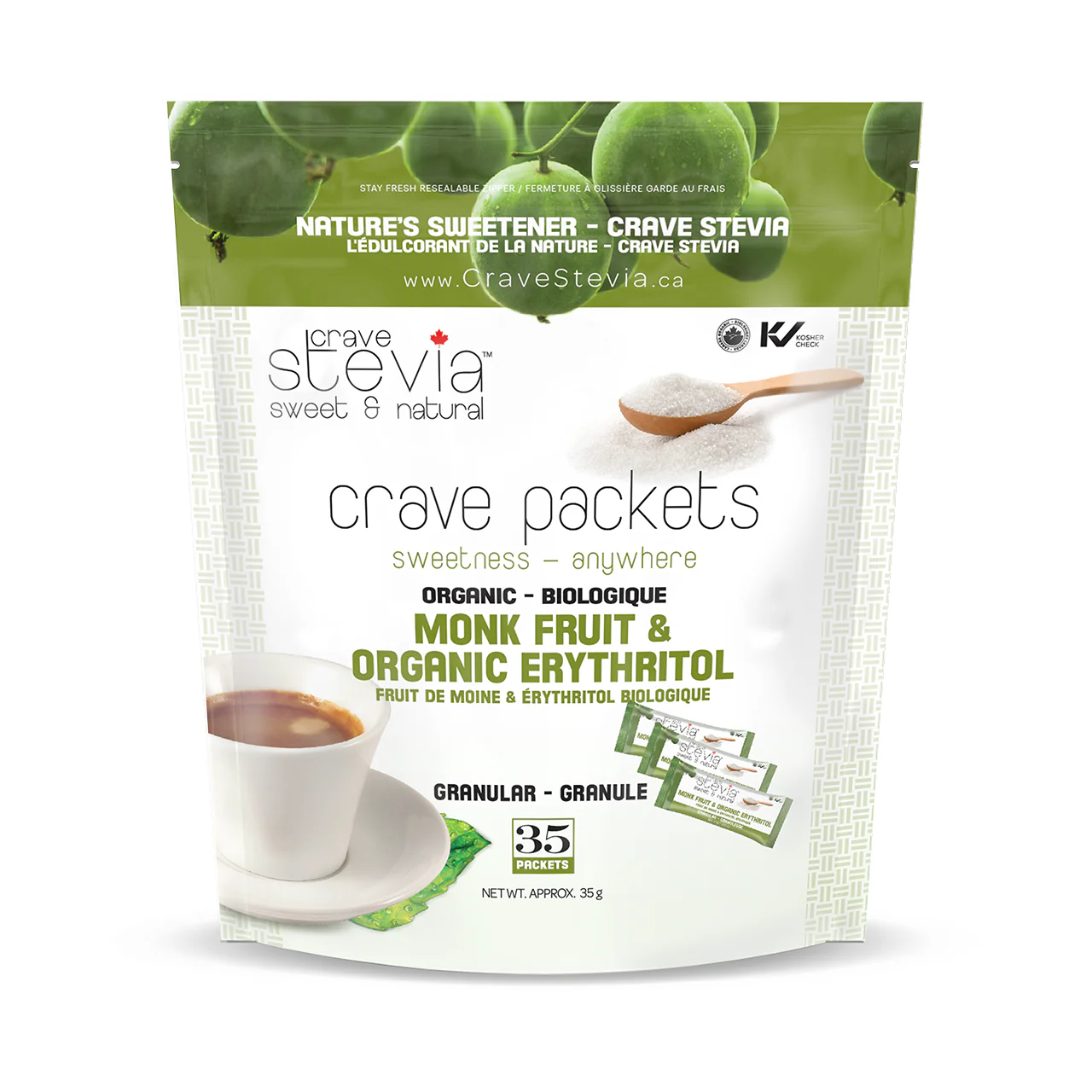 Crave Stevia - Crave Packets Monk Fruit & Organic Erythritol | 35 Packets