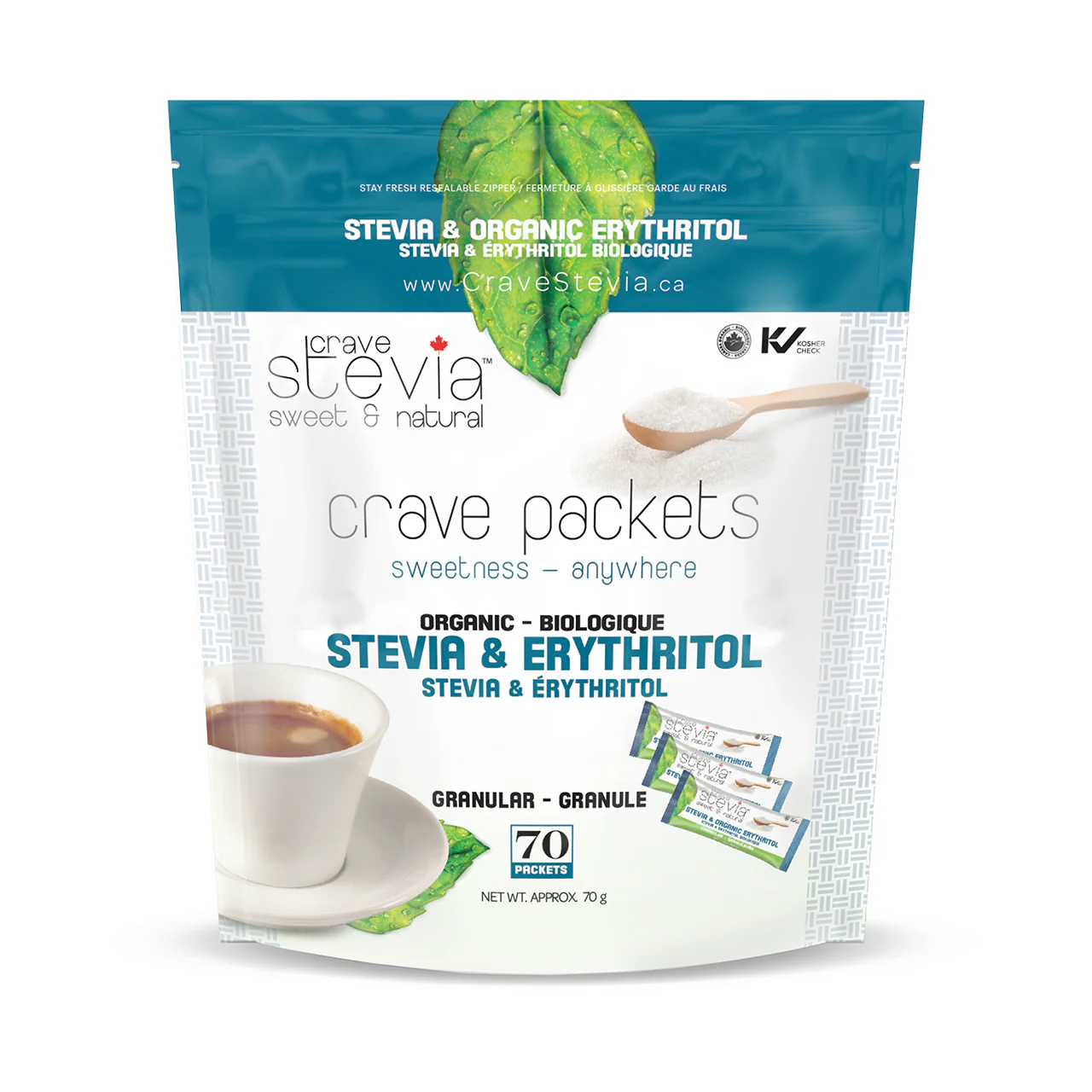 Crave Stevia - Stevia & Erythritol | 70 Packets