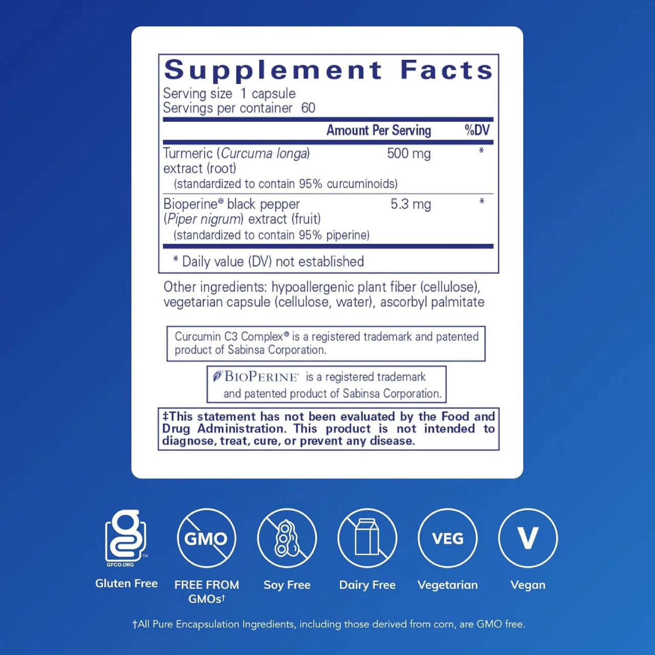 Pure Encapsulations - Curcumin 500 with Bioperin | 60 Capsules - Image 2