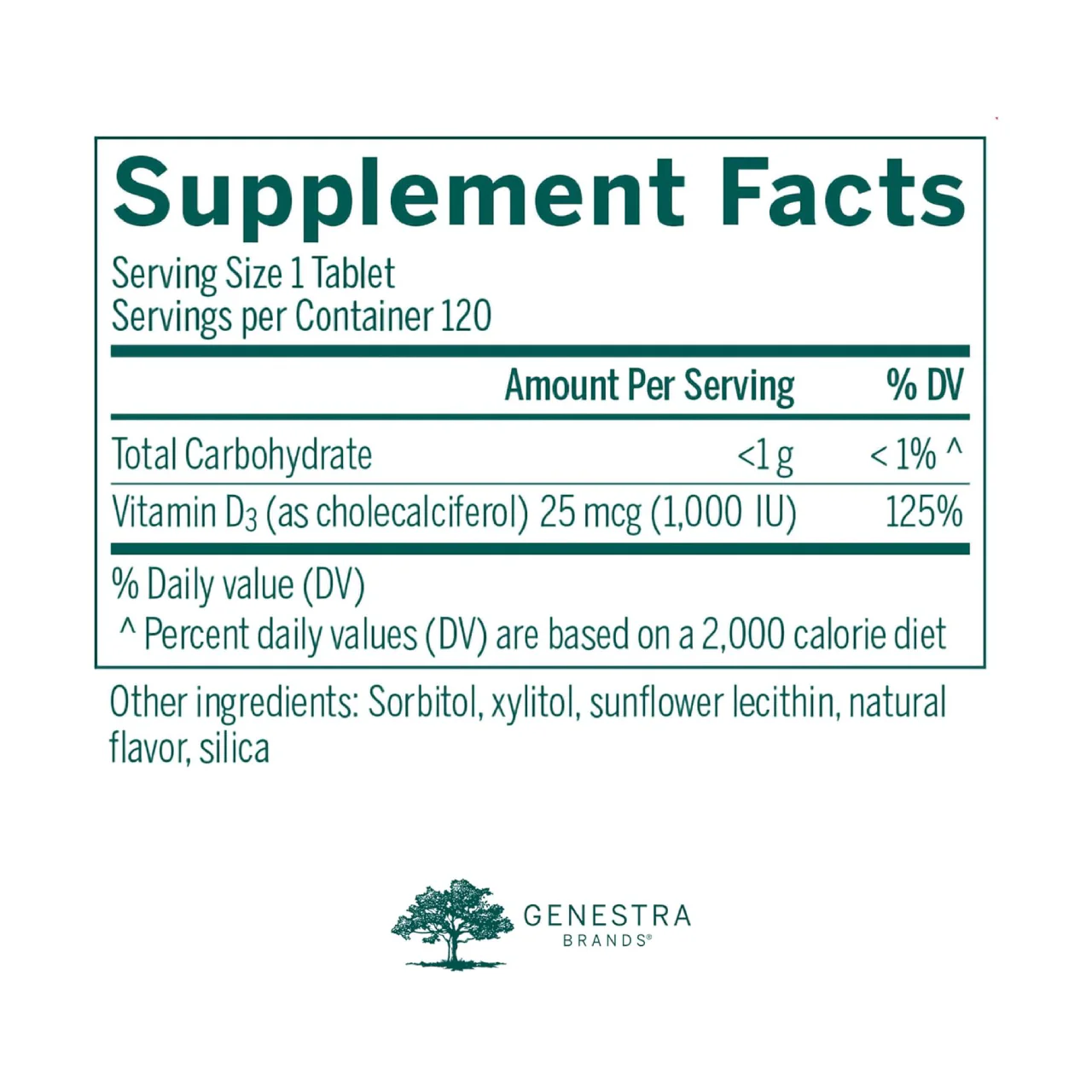 Genestra - D3 1000 Chewable | 120 Tablets - Image 2