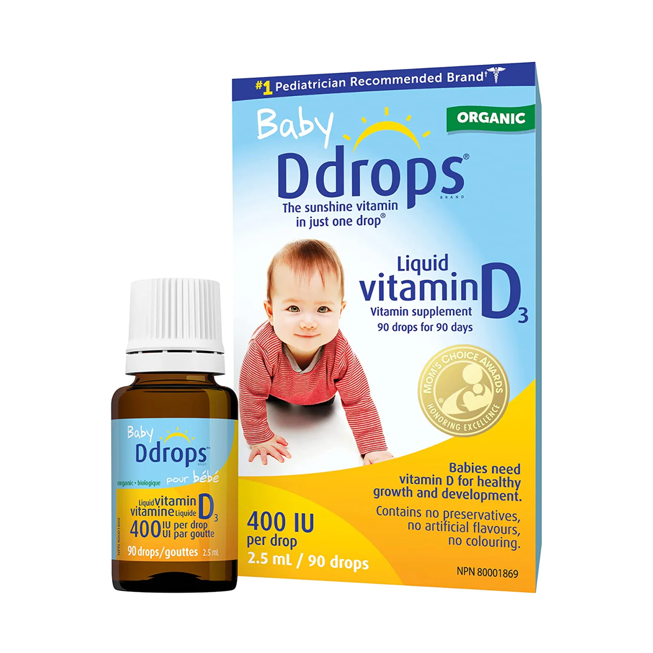 Ddrops - Baby Liquid Vitamin D3 Supplement 400 IU | 90 Drops