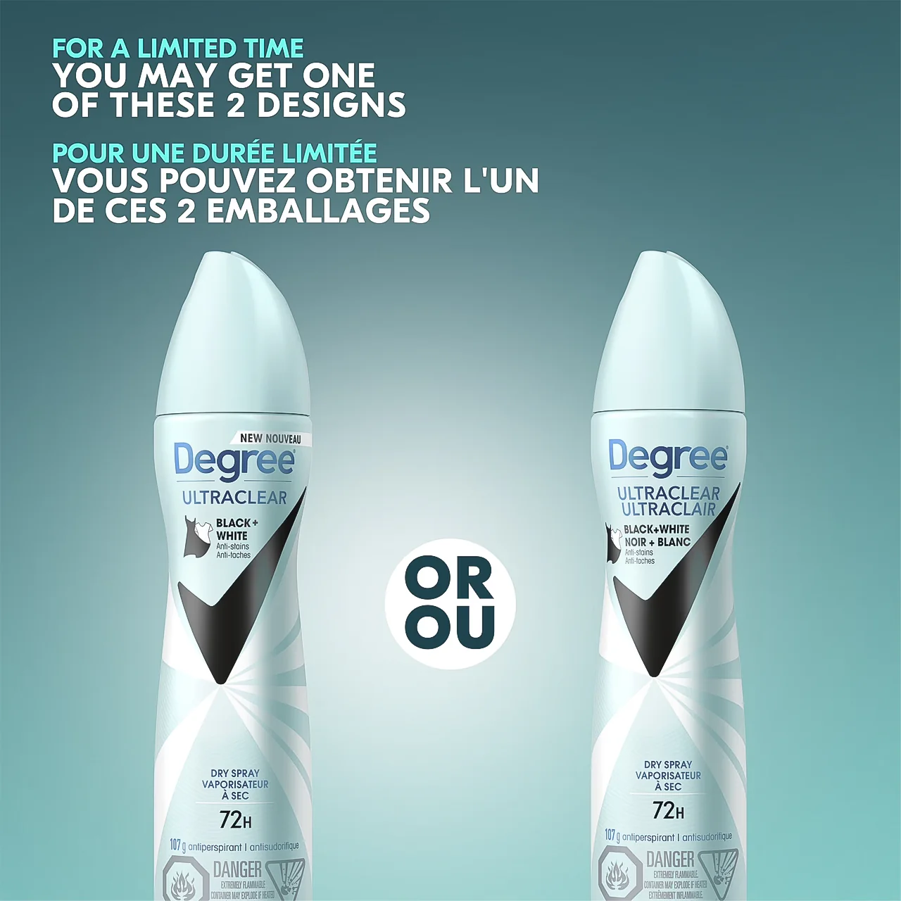 Degree - Ultraclear Black + White Anti-Stain 72H Antiperspirant Dry Spray | 107 g - Image 2