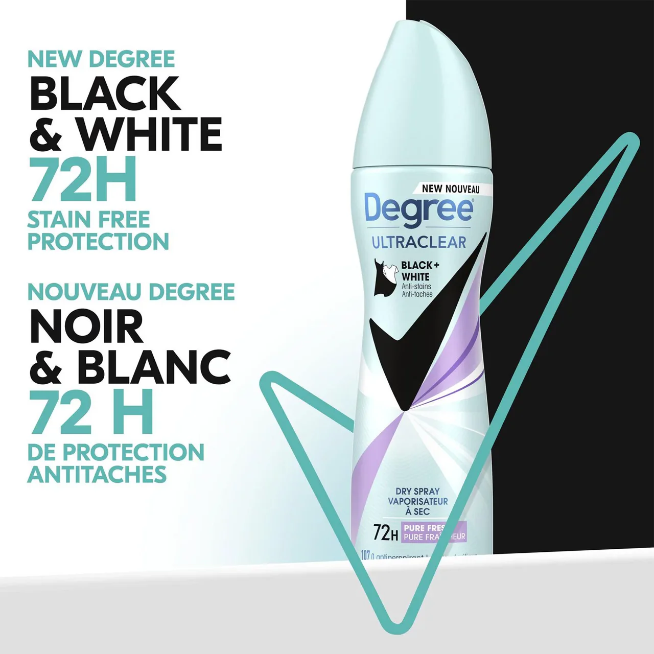 Degree - Ultraclear Black + White Dry Spray - Pure Fresh | 107 g - Image 2