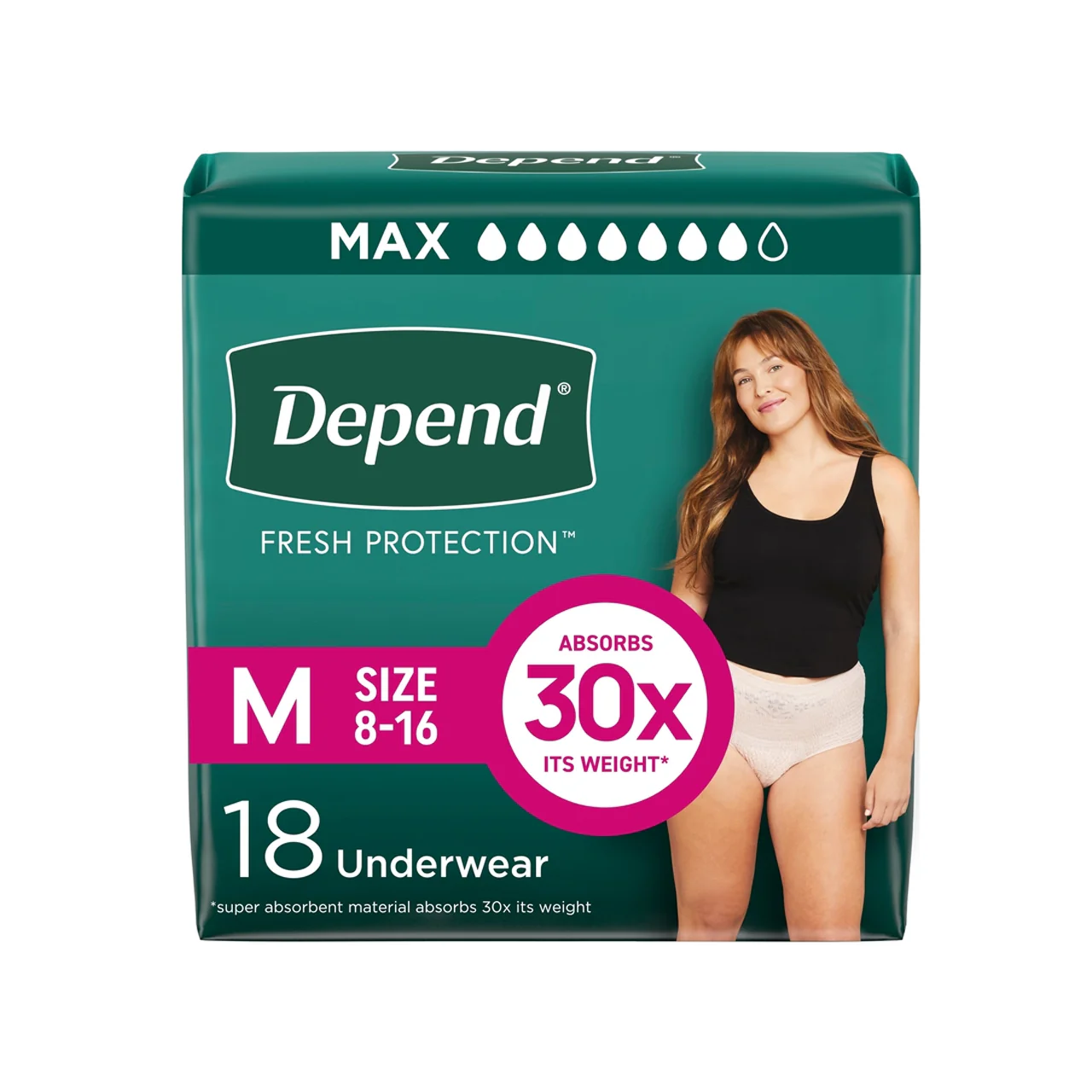 Depend - Maximum Absorbency Fit-Flex Incontinence Underwear for Women, Medium | 18 Count