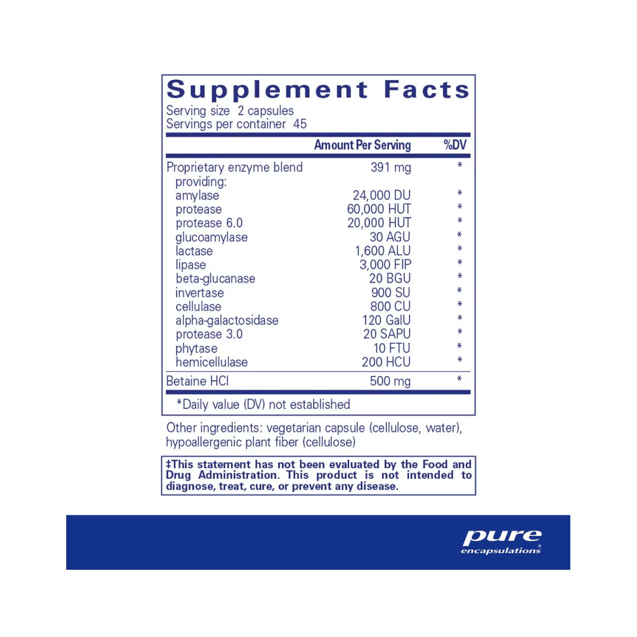 Pure Encapsulations - Digestive Enzymes Ultra with Betaine | 90 Capsules - Image 2
