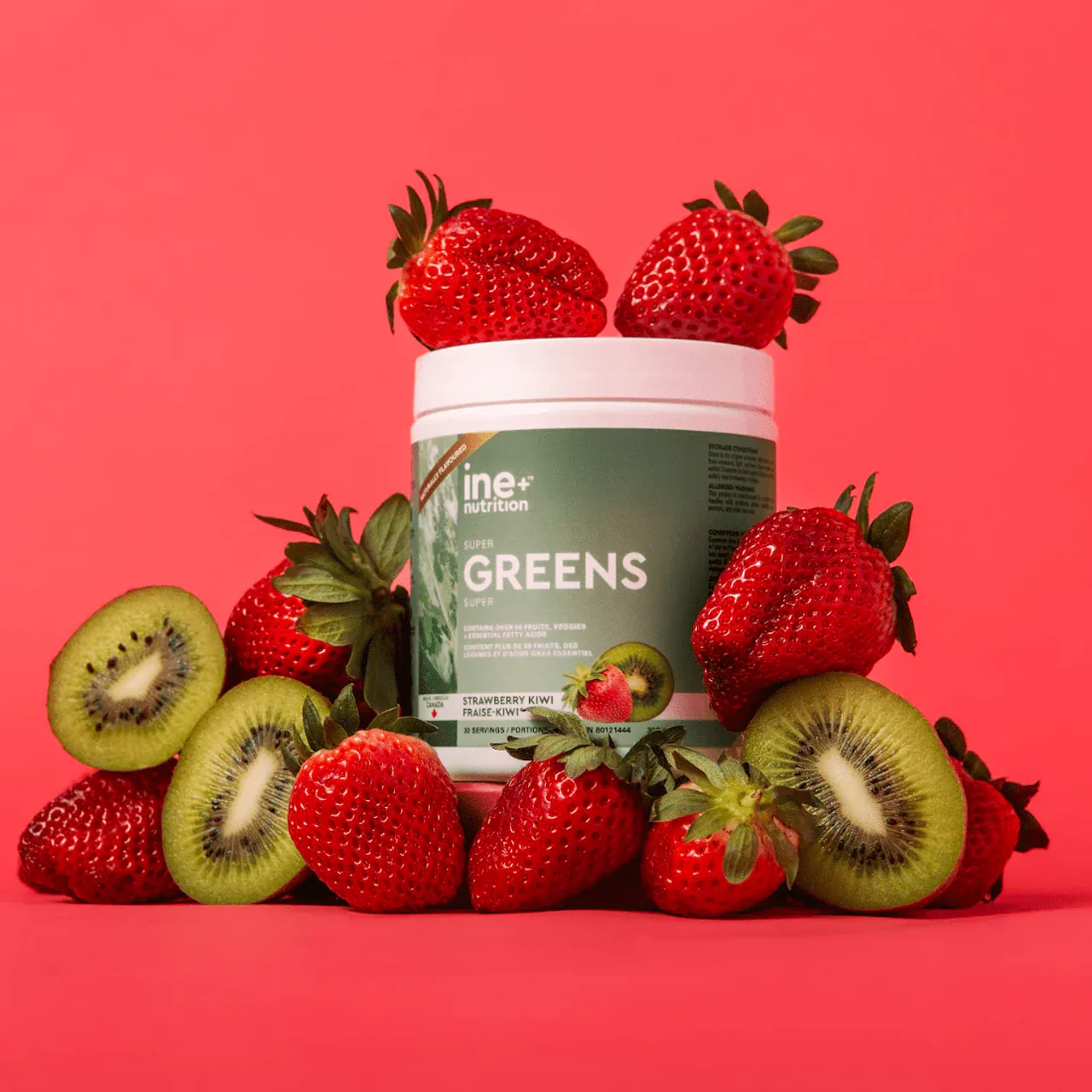 DOUBLE PACK ine+ Nutrition - Super Greens Strawberry Kiwi | 300 g - Image 4