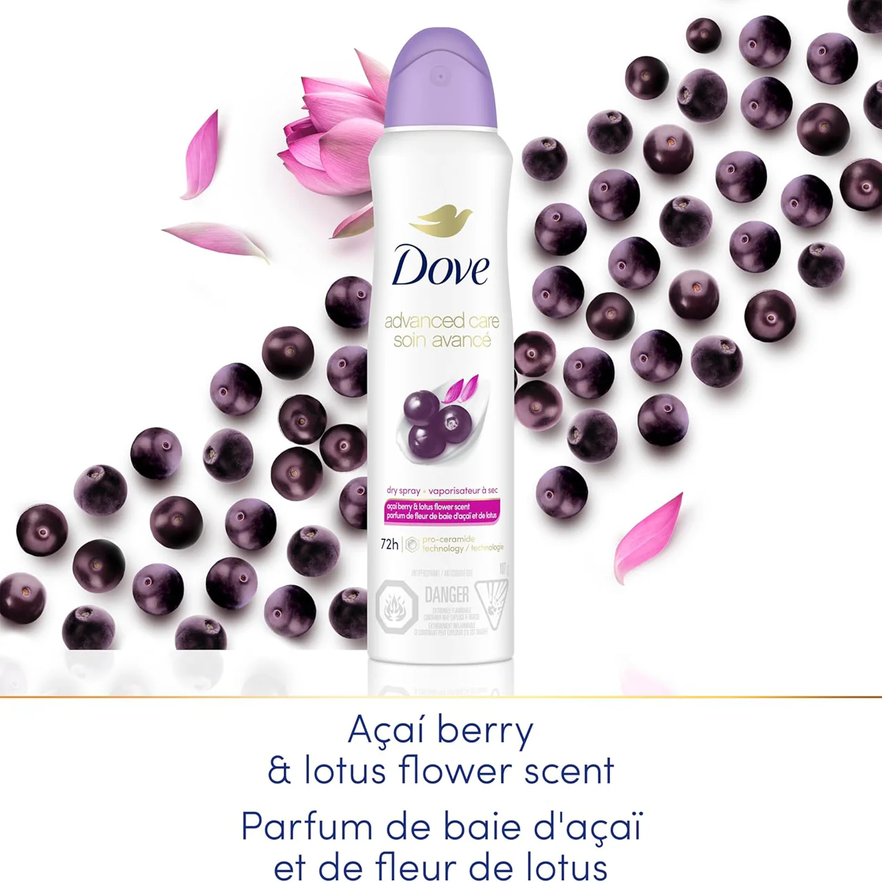 Dove - Advanced Care 72H Dry Spray Antiperspirant, Acai Berry & Lotus Flower | 107 g - Image 2