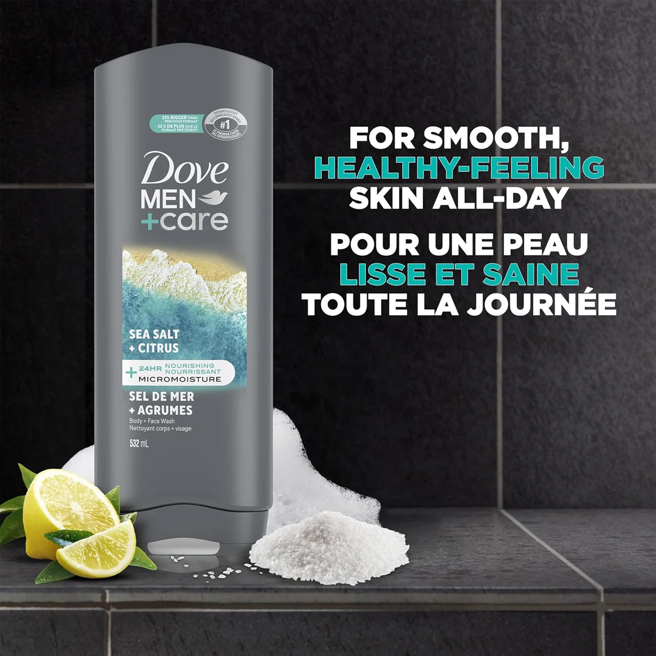 Dove - Men+Care Body + Face, Sea Salt & Citrus | 532 mL - Image 4